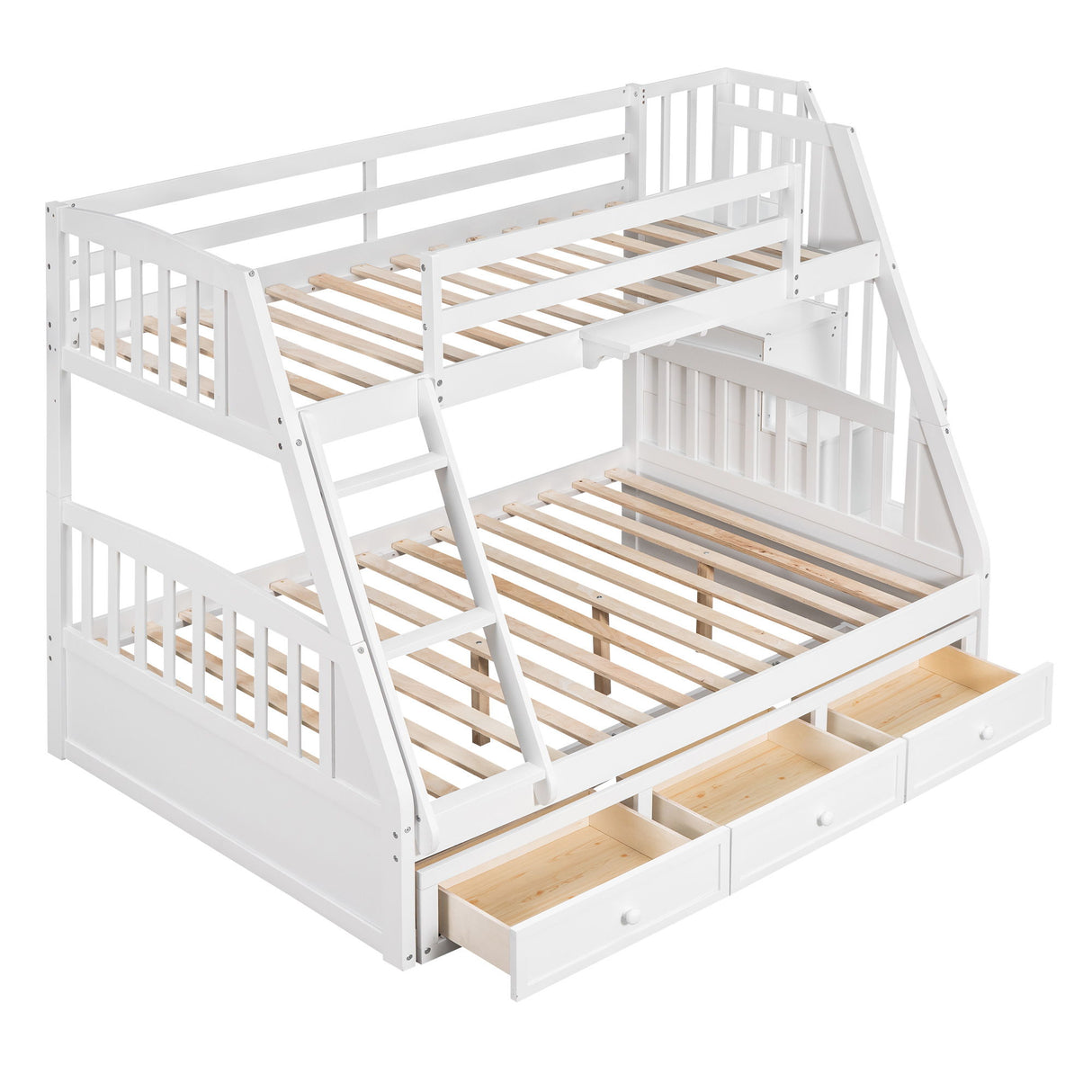 Bunk Bed With Drawers, Ladder And Storage Staircase