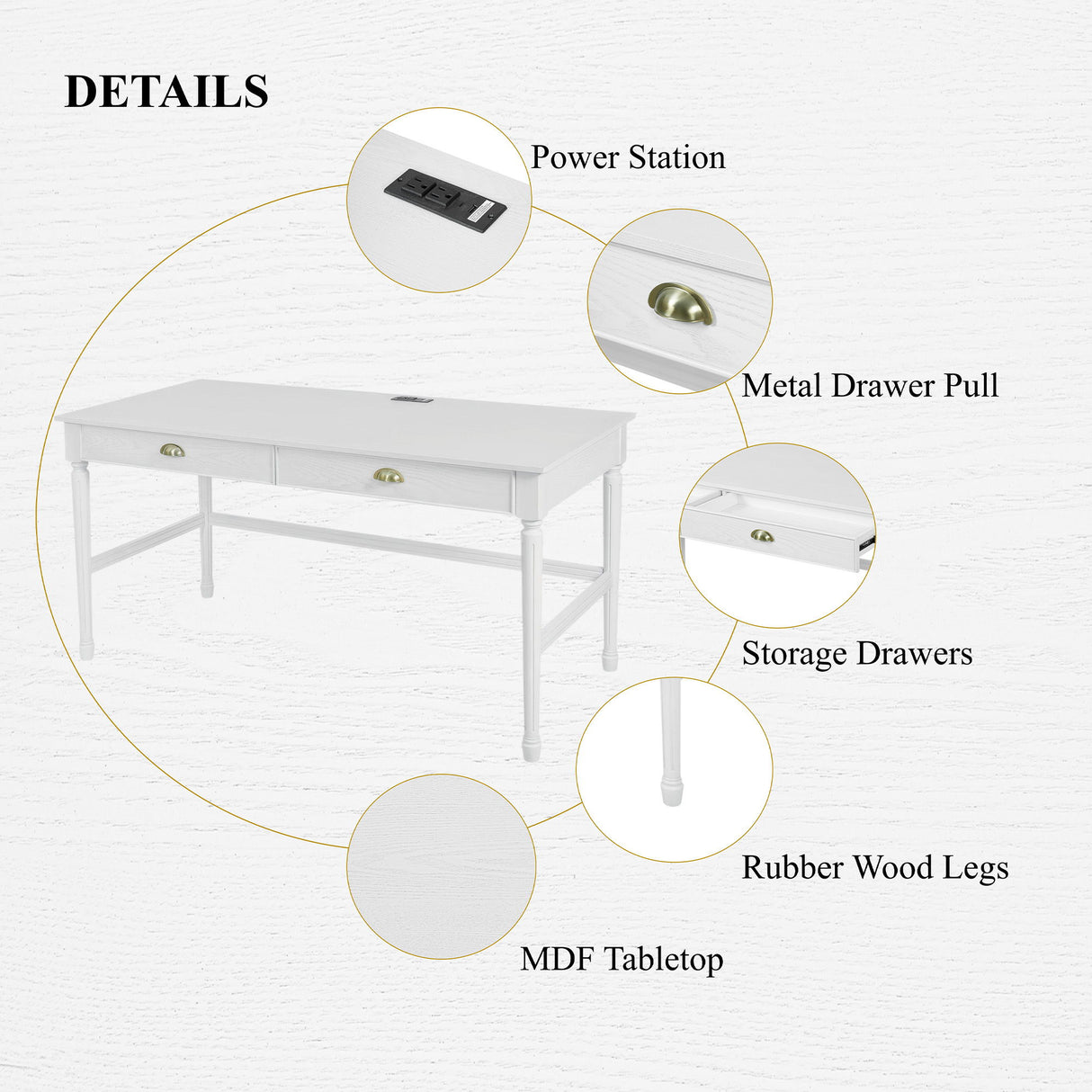 Modern Writing Desk With Drawers For Home Office