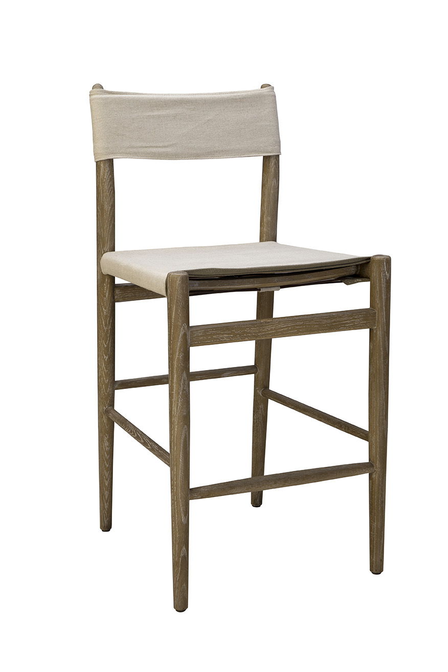 Prescott - Linen Counter Stool - Beige / Light Brown