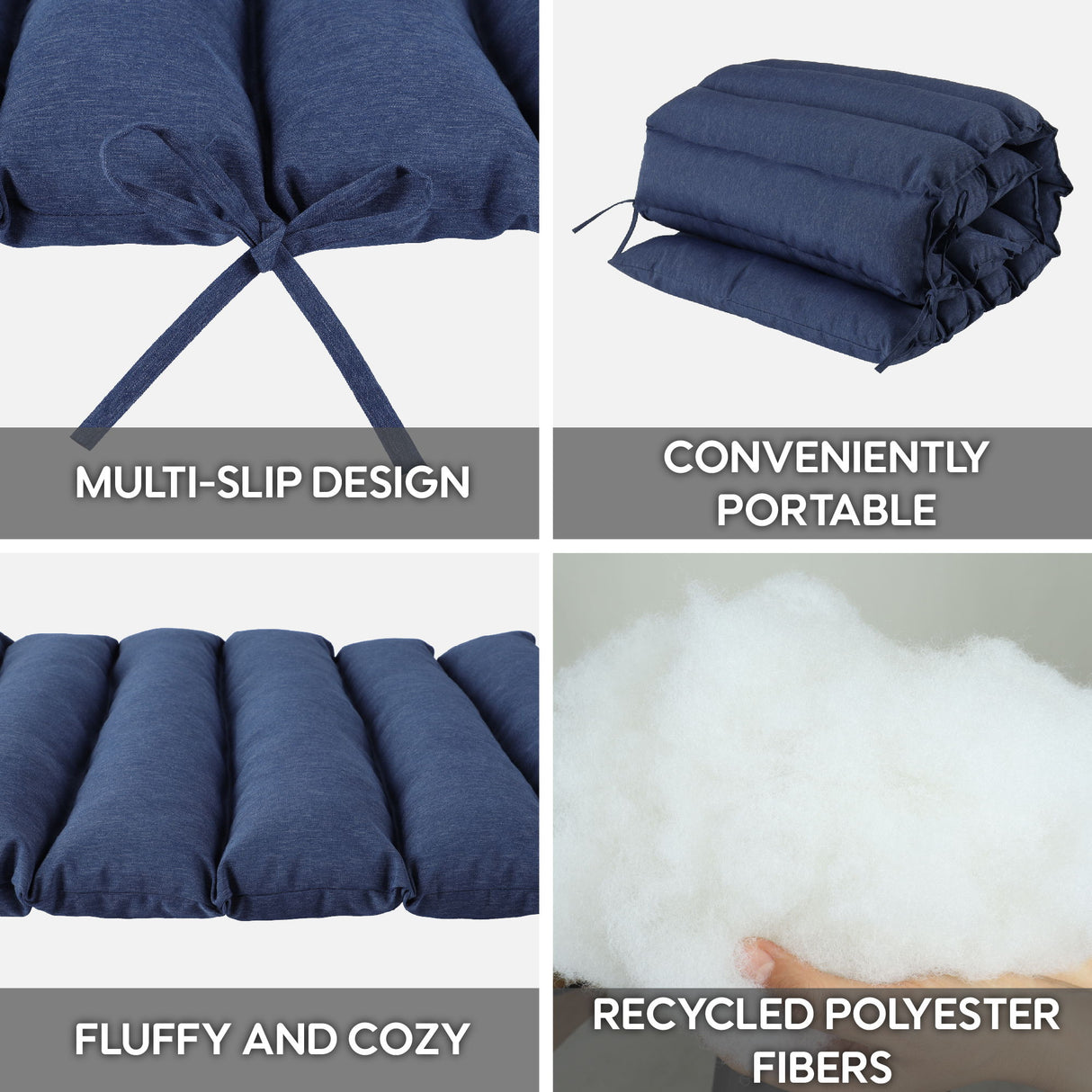 2 Piece Outdoor Chaise Lounge Chair Cushion Set