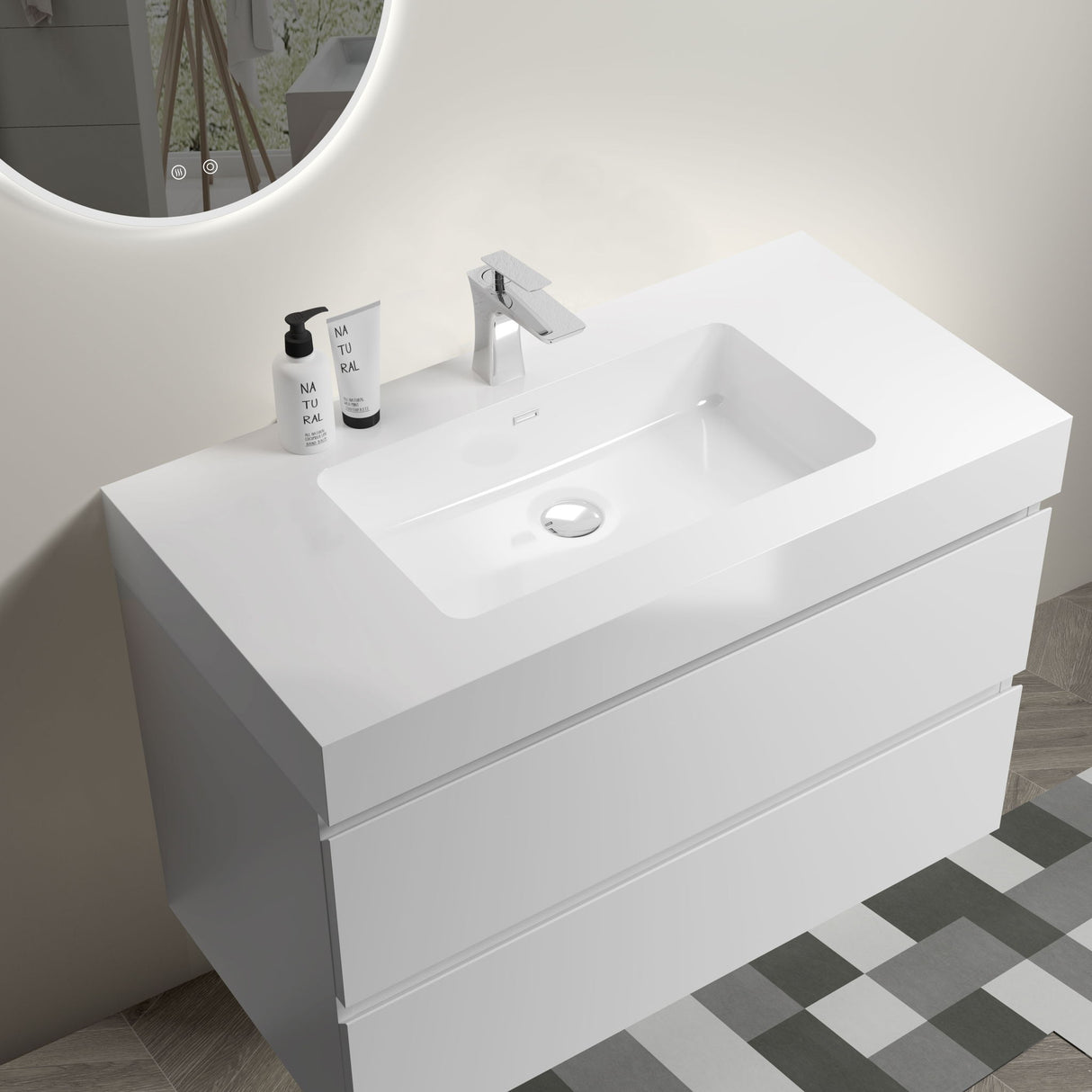 Alice - Bathroom Vanity With Large Storage, Sink, Wall Mounted