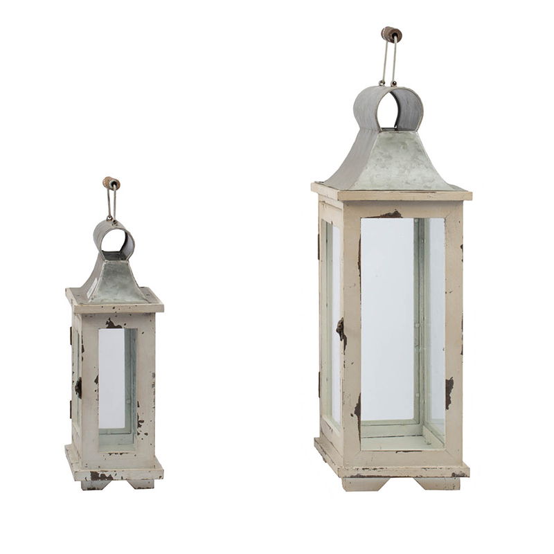 Wooden Candle Lantern Decorative, Hurricane Lantern Holder Decor For Indoor Outdoor, Home Garden Wedding - White - Lanterns - Alpine Outlets