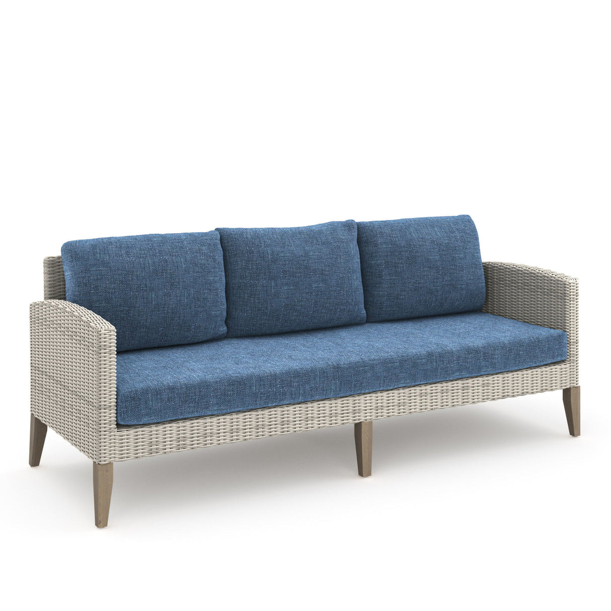 Carezza - 5 Piece Set (Sofa & 2 Club Chairs & 2 Stools) - Dark Blue