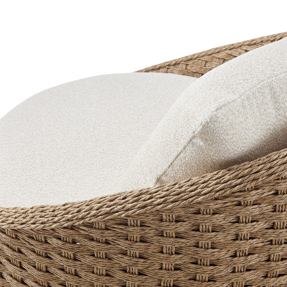 Kobalt - 3-Piece Powder Coated Metal Outdoor Conversation Set With Cushions - Boucle White / Natural