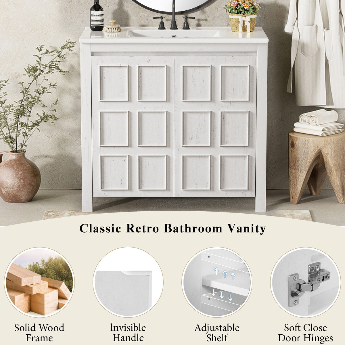 Bathroom Vanity Organizer With Sink, Combo Cabinet Set, Bathroom Storage Cabinet