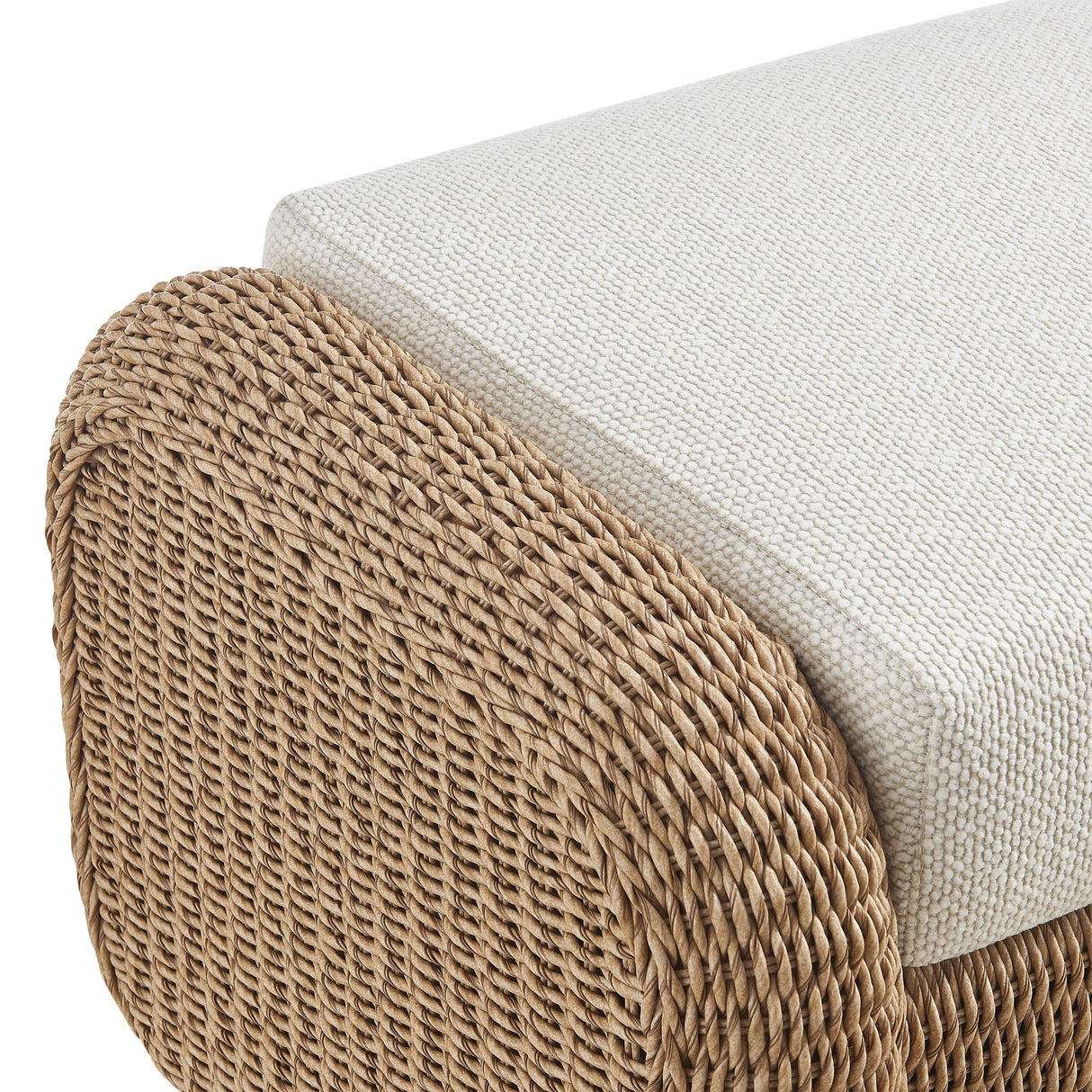 Pavilion - 2-Piece Powder Coated Metal Outdoor Conversation Set With Cushions - Boucle White / Natural