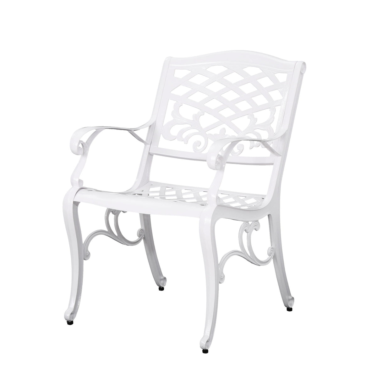 Unravel - Outdoor Arm Chair With Scroll Design And Floral Accents (Set of 2) - White