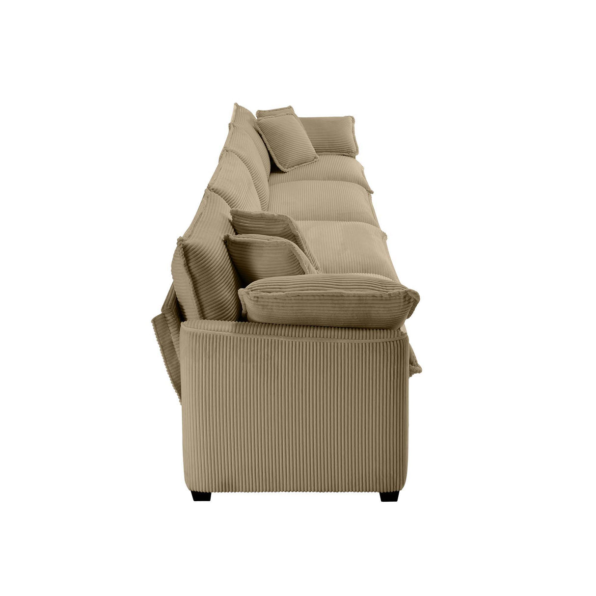 Modern Upholstered 4 Seater Fabric Sofa With Arm And Throw Pillows