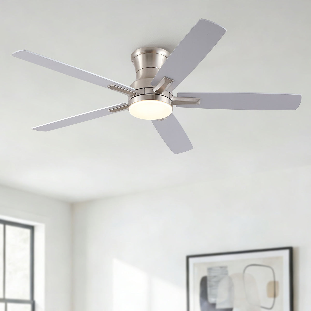 Mordern Flush Mount Ceiling Fan With Light And Remote Control