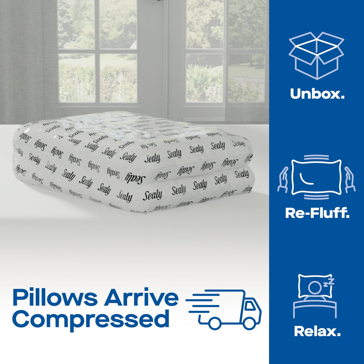 Sealy Essentials All Positions King Bed Pillow 2-Pack – Hexagon Pattern