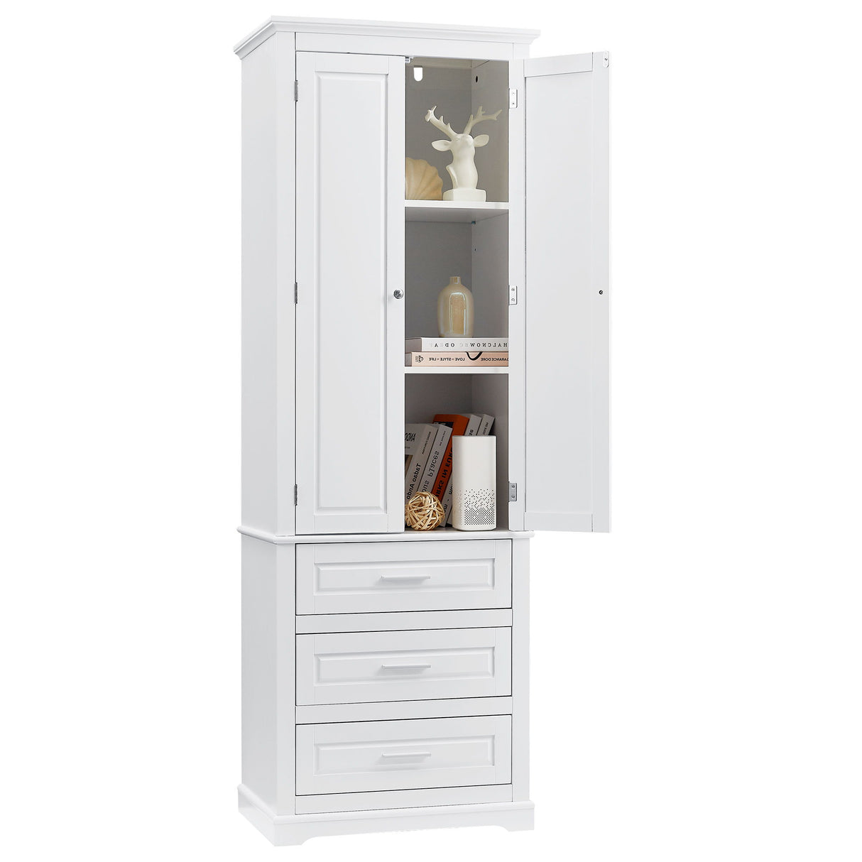 Tall Storage Cabinet With 3 Drawers For Bathroom