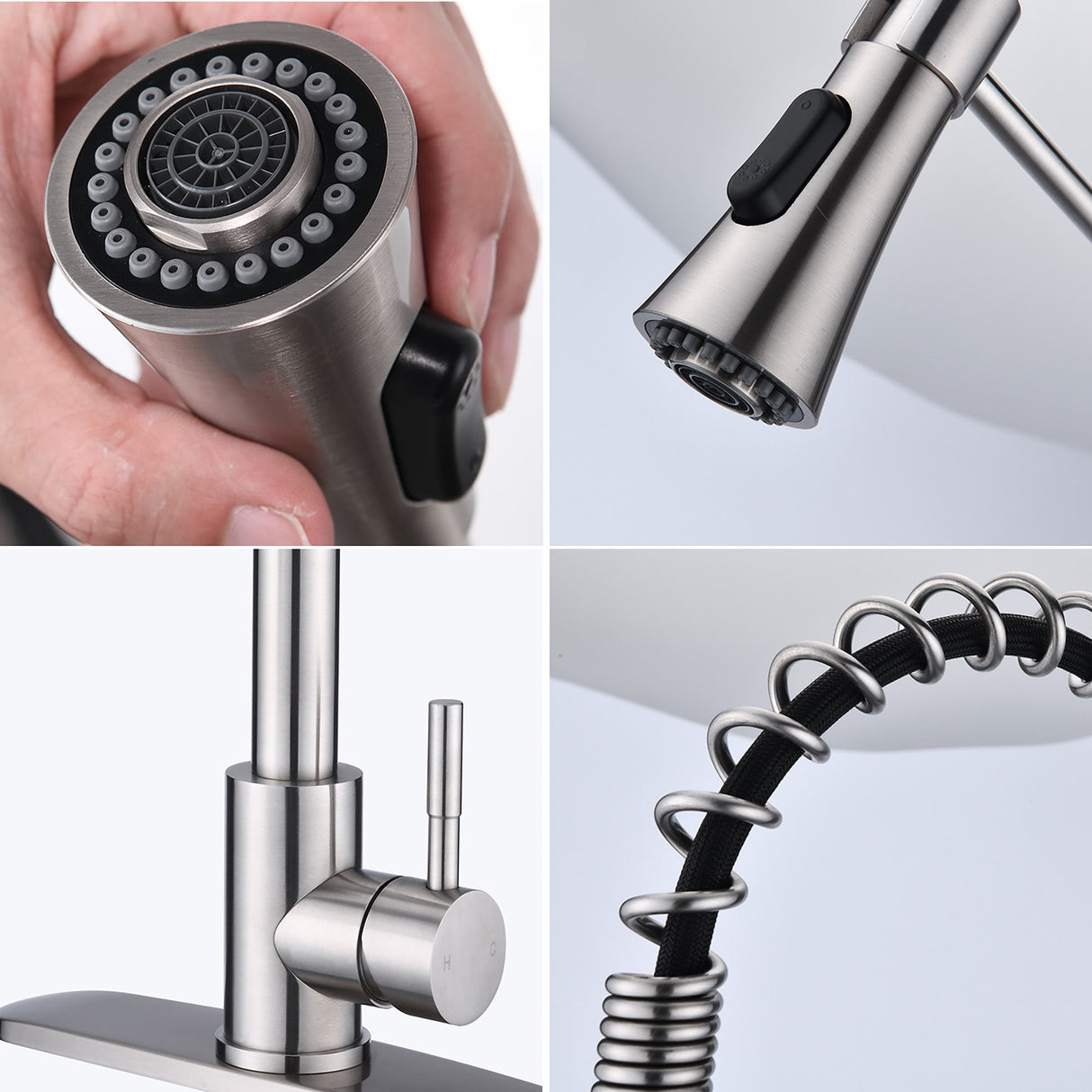 Modern Single Handle Spring High Arc Kitchen Faucet With Water Filter System