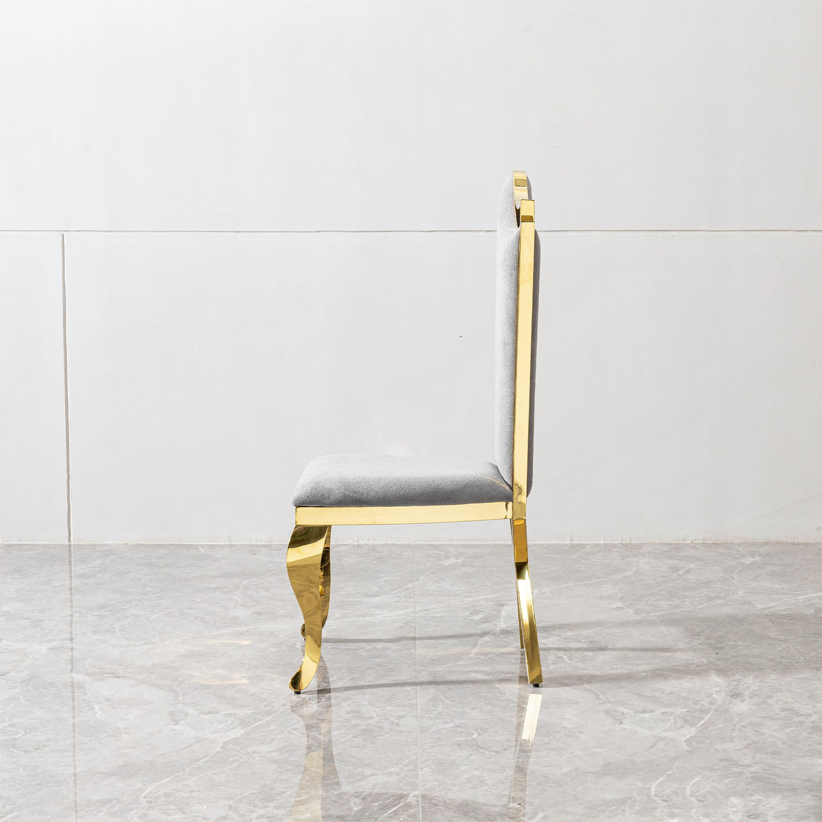 Gorgeous Streamlined High Back Fabric Stainless Steel Dining Chair (Set of 2) - Gold