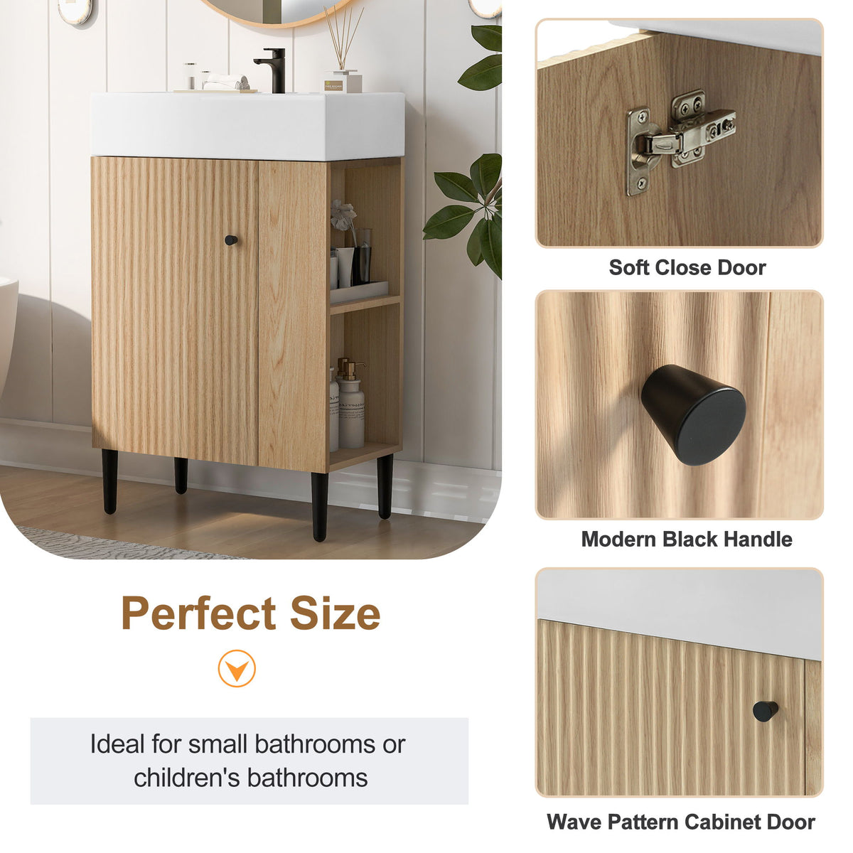 Bathroom Vanity, Combo Cabinet, Bathroom Storage Cabinet, Single Ceramic Sink