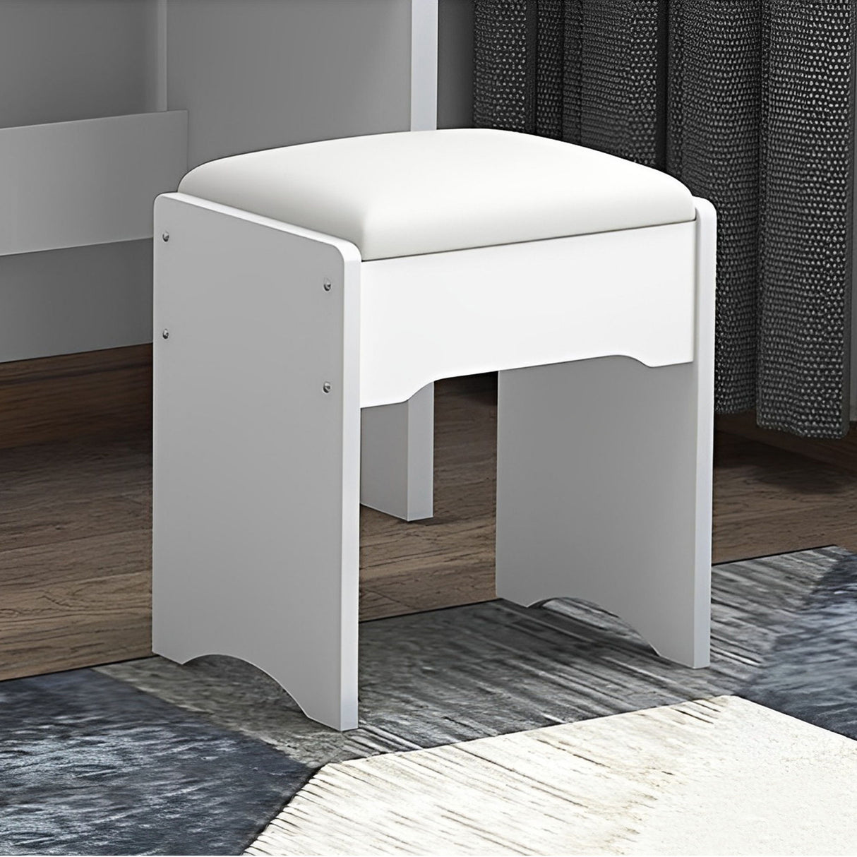 Vanity Desk With Mirror And Lights For Makeup And Chair Set With 3 Adjustable LED Lighting, 4 Drawers - White