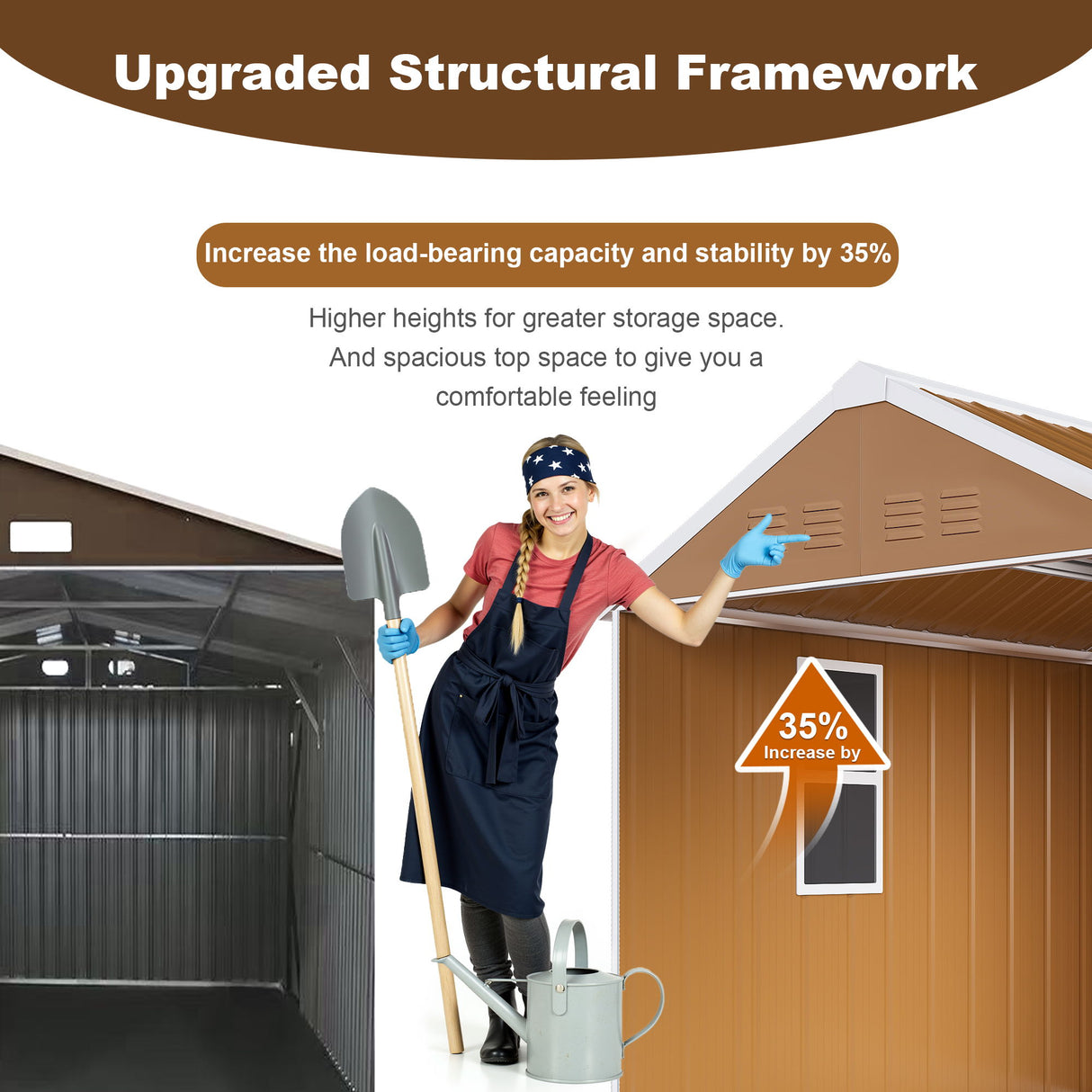 Heavy Duty Storage Shed Weatherproof 77in x 43in in Light Brown