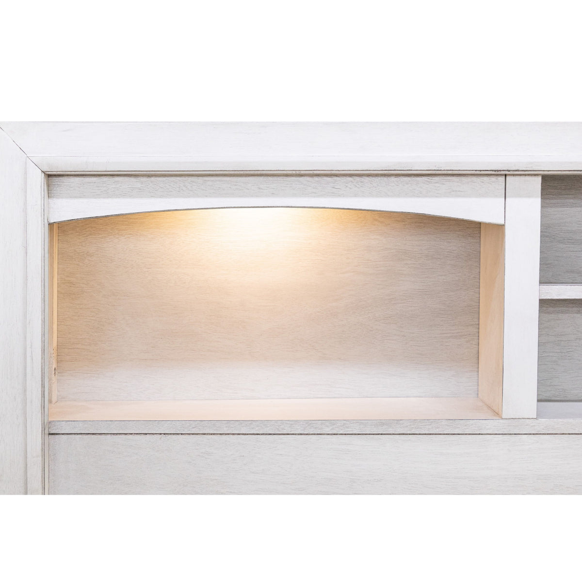Bed With Built In LED Lights And Open Shelves