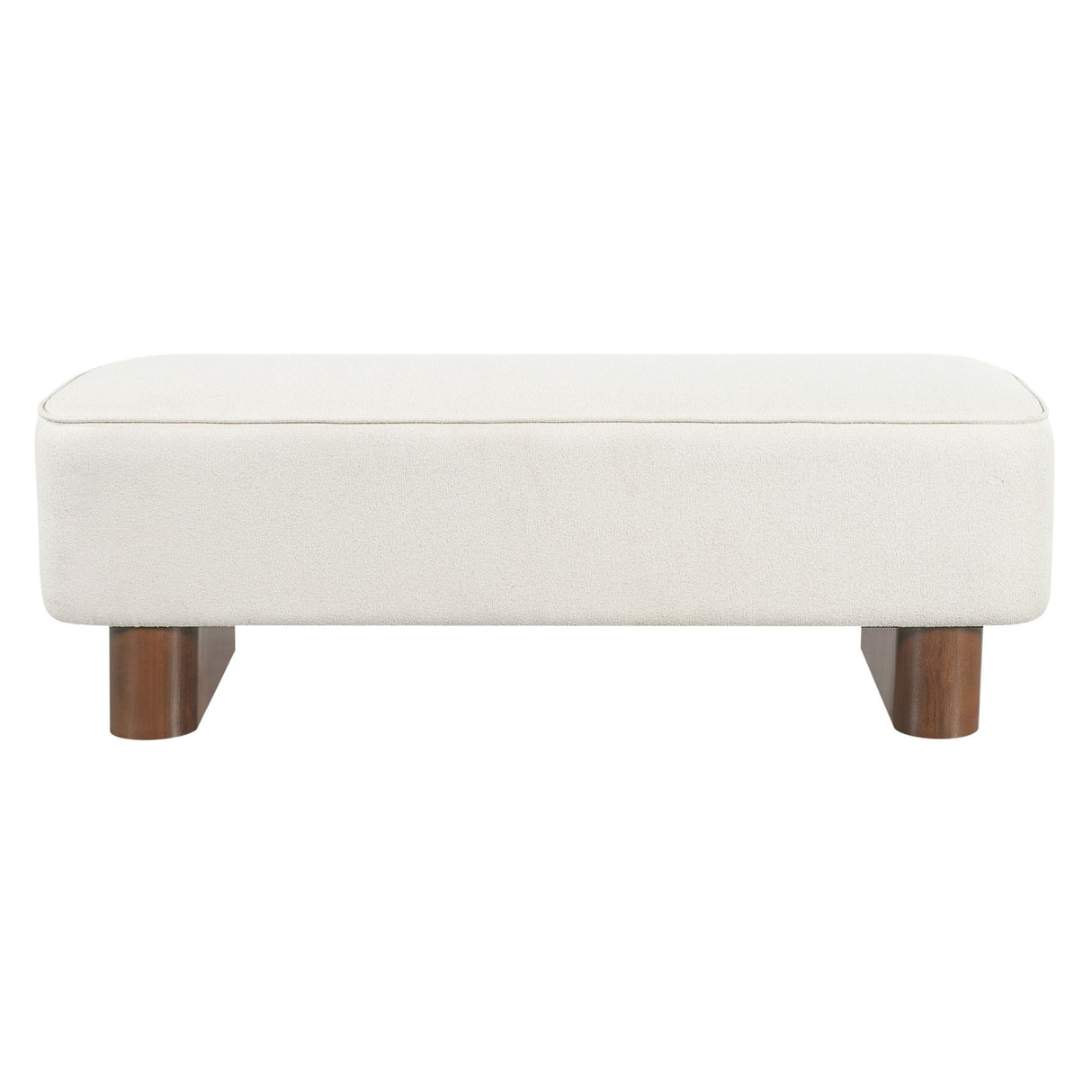 Upholstered Ottoman Bench With Thick Padded Design - Beige