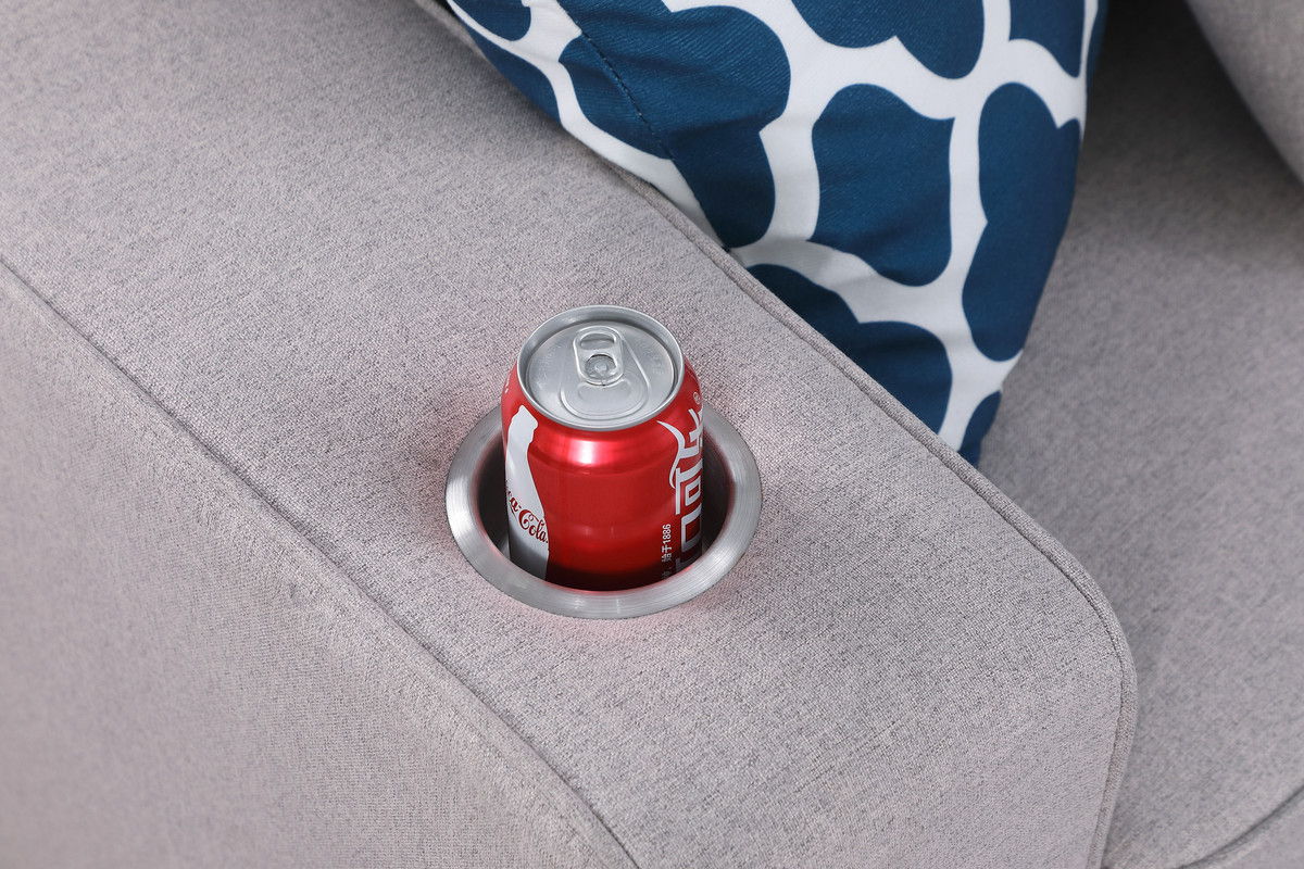 Cooper - 7 Piece Reversible L-Shape Sectional Sofa & Comfort Ottoman And Cupholder - Light Gray