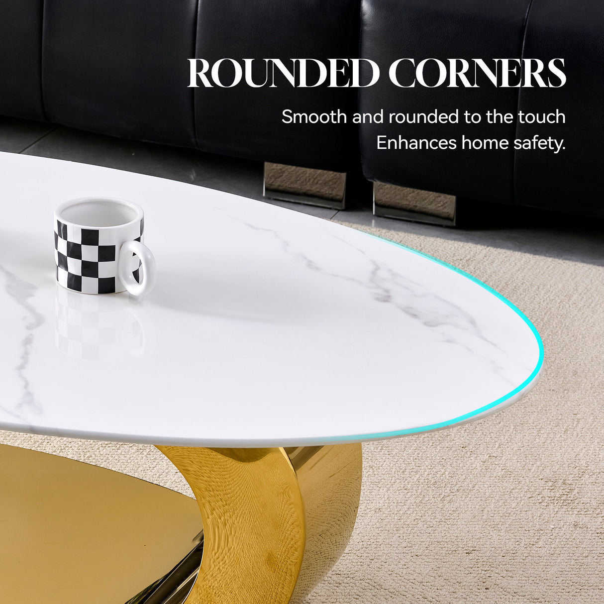 Oval Coffee Table With Geometric Precision