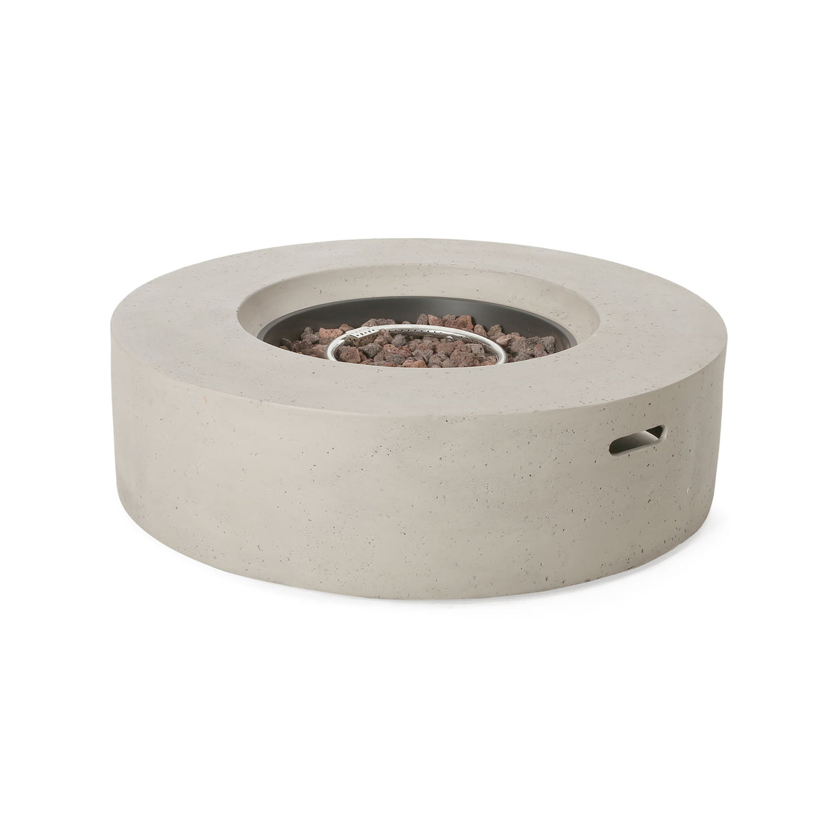 Modern Circular Fire Pit Table Lightweight Concrete 50000 BTU 39x12in