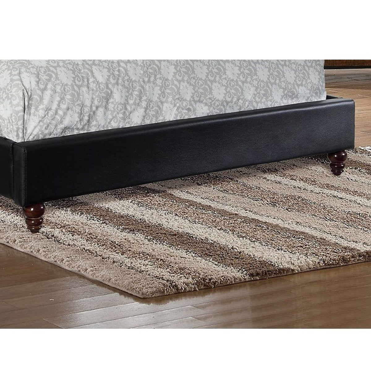 Eastern King Size Bed Set With Curved Wingback Headboard, Button Tufted Upholstered, Frame With Slats - Black