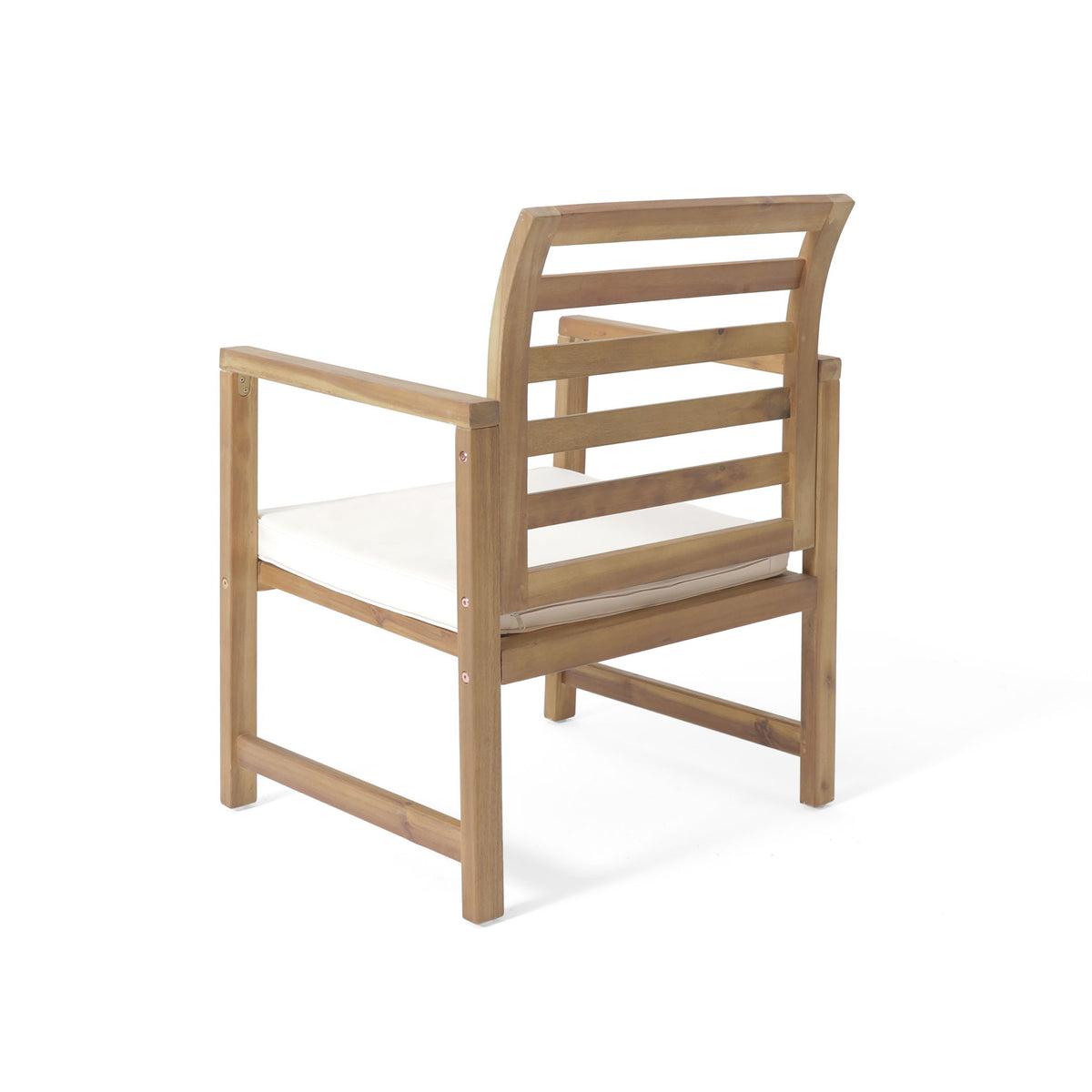 Outdoor Acacia Wood Club Chairs, 2 Pieces Set - Natural Stained / White