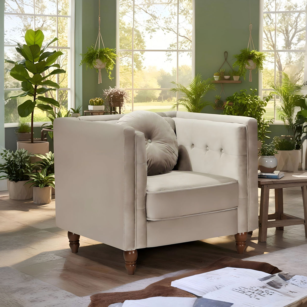 Chesterfield Accent Tufted Square Arm Side Chair