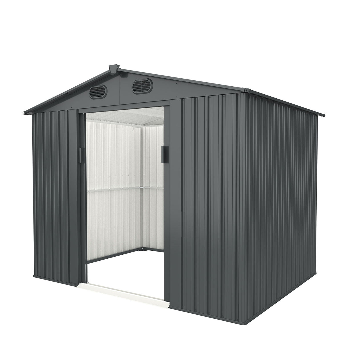 Garden Metal Shed Outdoor Storage Building Weatherproof Steel 6x8ft Dark Gray