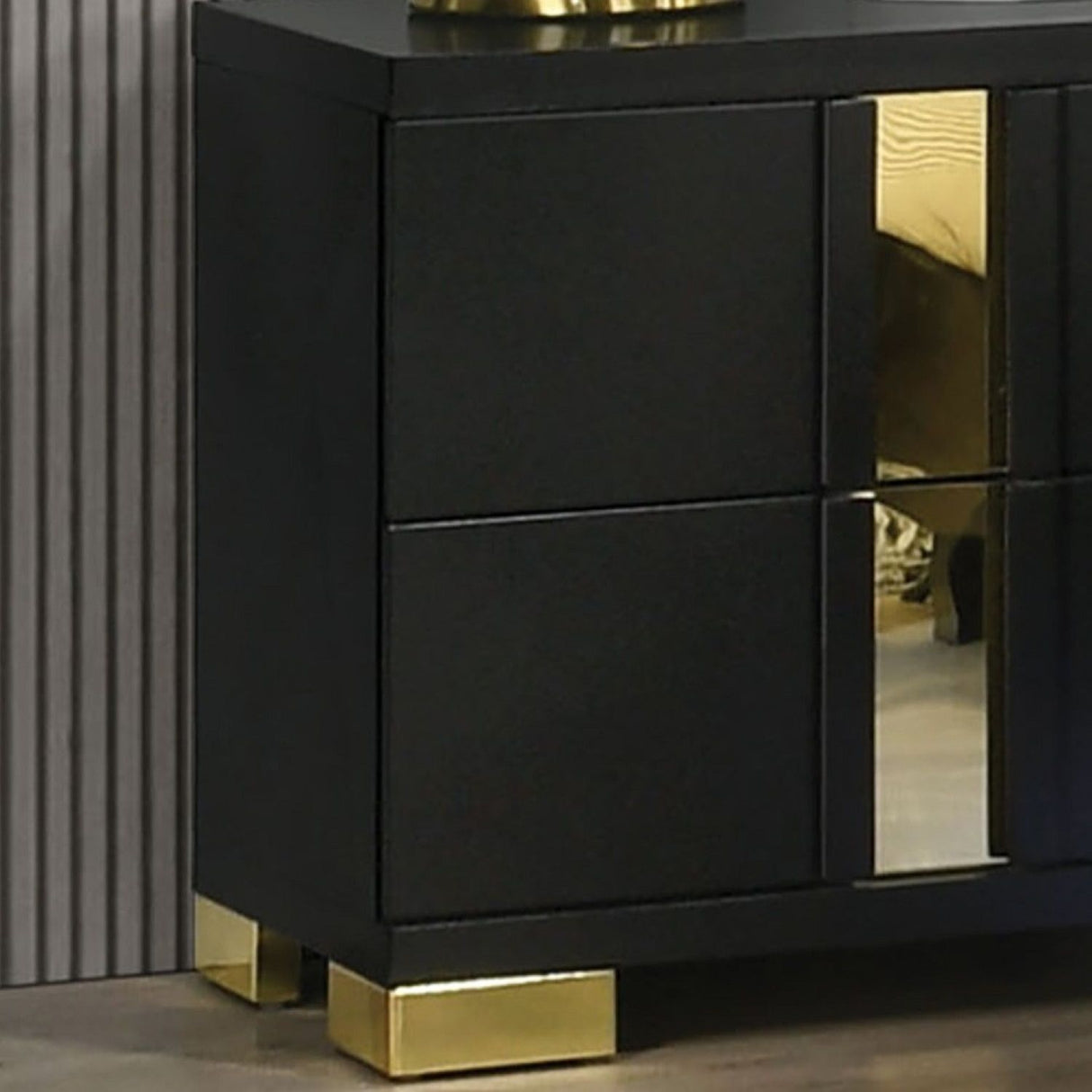 Contemporary Nightstand With 2 Drawer Storage - Black