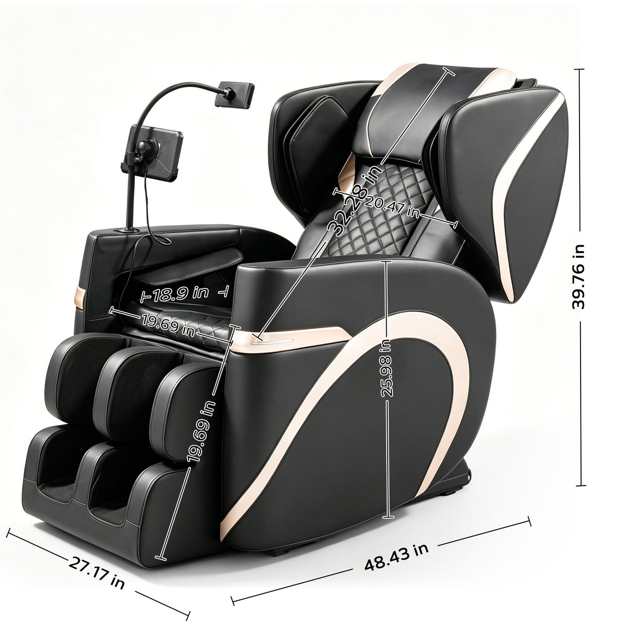 Massage Chair Recliner & Zero Gravity, Full Body Air Pressure - Black