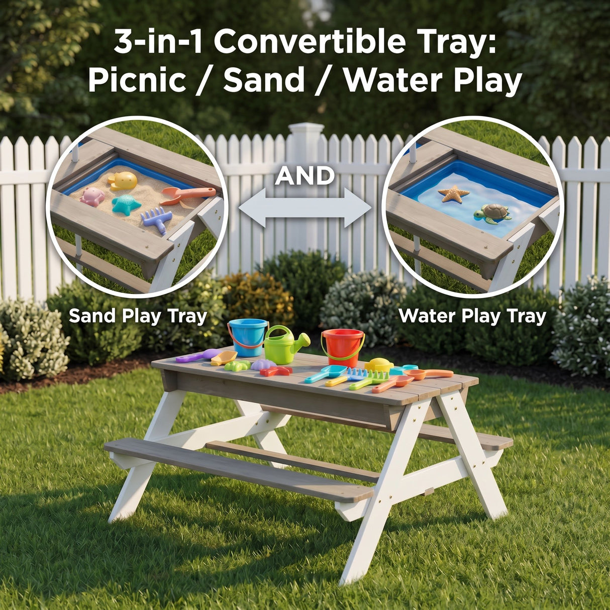 Kids Picnic Table With Sand And Water Table Conversion