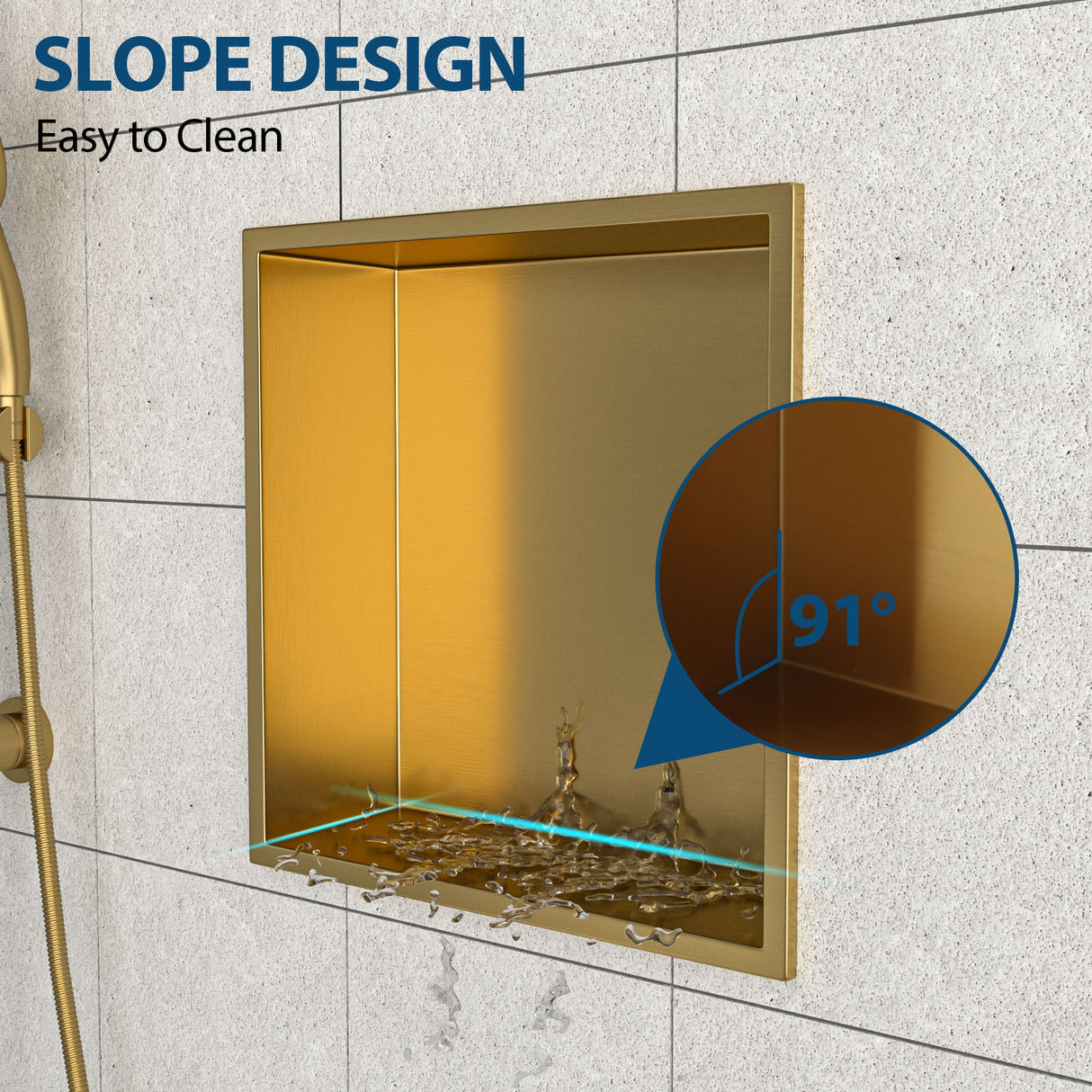 Stainless Steel Shower Niche With Seamless Design For Bathroom Storage