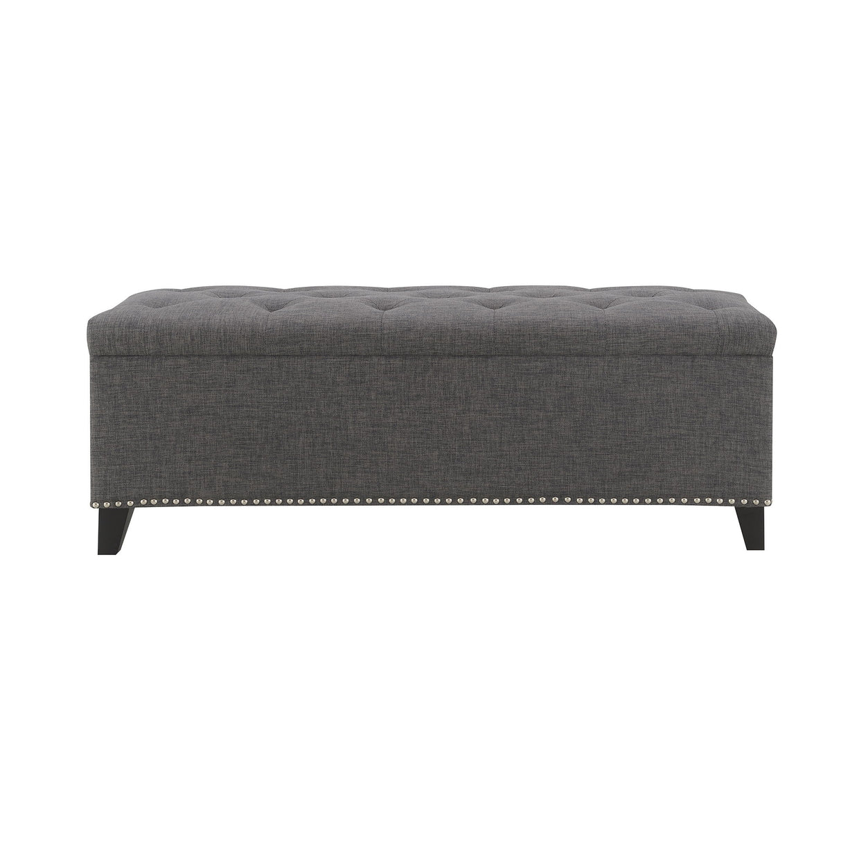 Button-Tufted Storage Ottoman With Safety Close Hinge