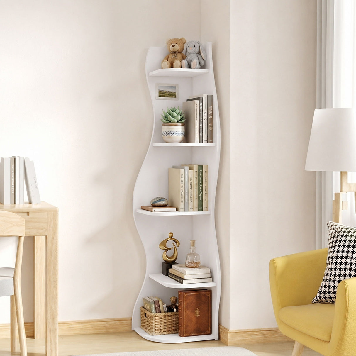 5 Tier S - Shaped Corner Shelf For Living Room