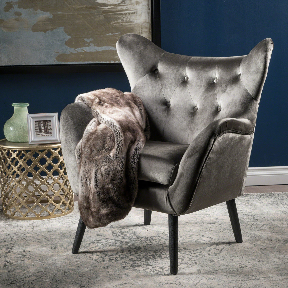 Alyssa - Mid Century Upholstered Arm Chair With Wingback Design