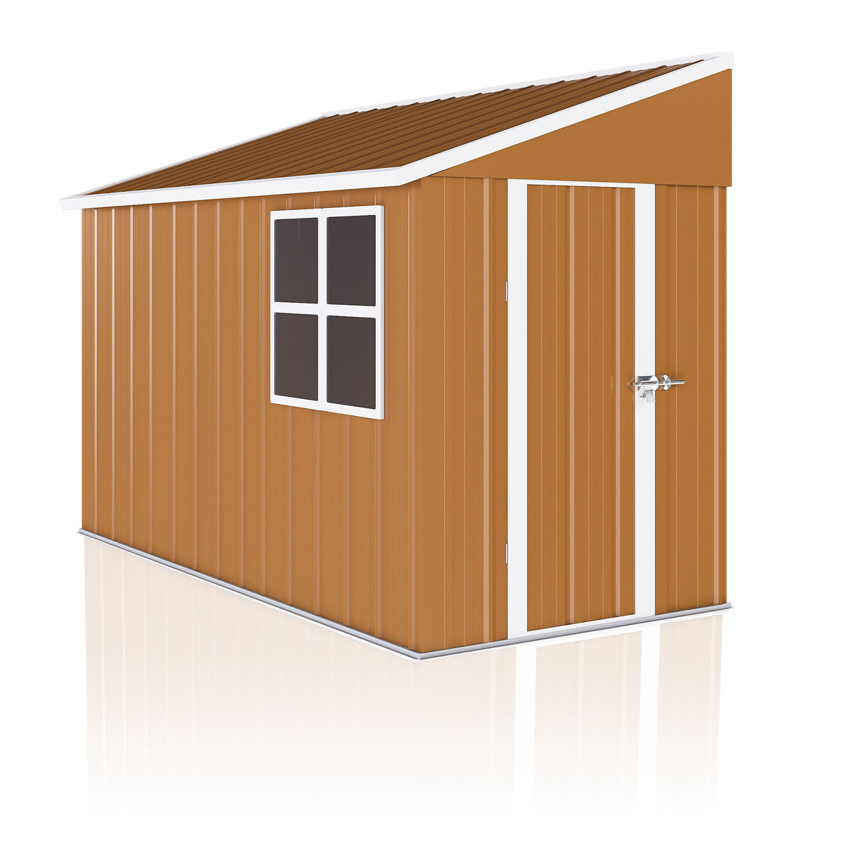 Storage Shed Garden Building Heavy Duty Weatherproof Iron 8x4ft Brown