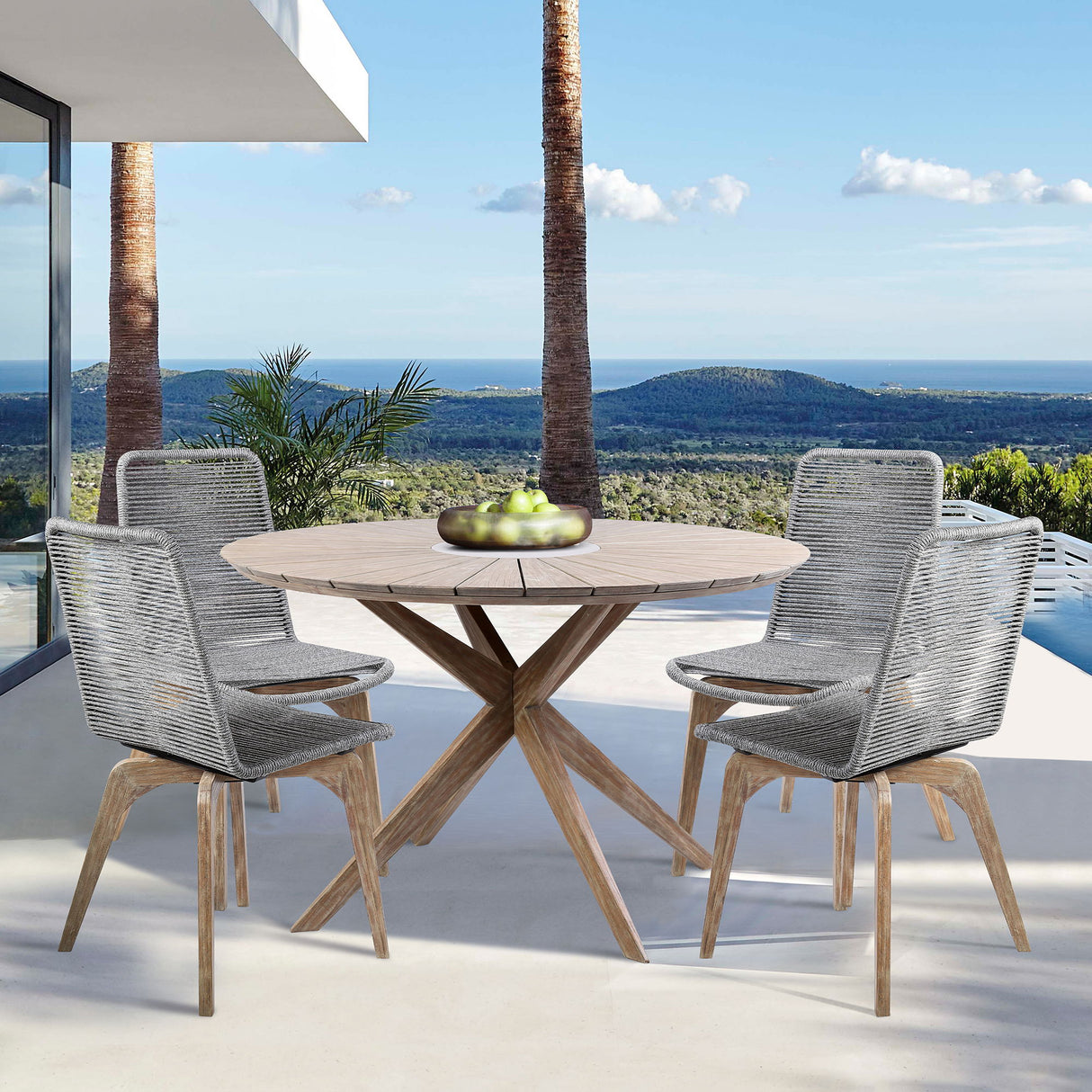 Oasis And Island - Outdoor 5 Piece Dining Set - Light Eucalyptus