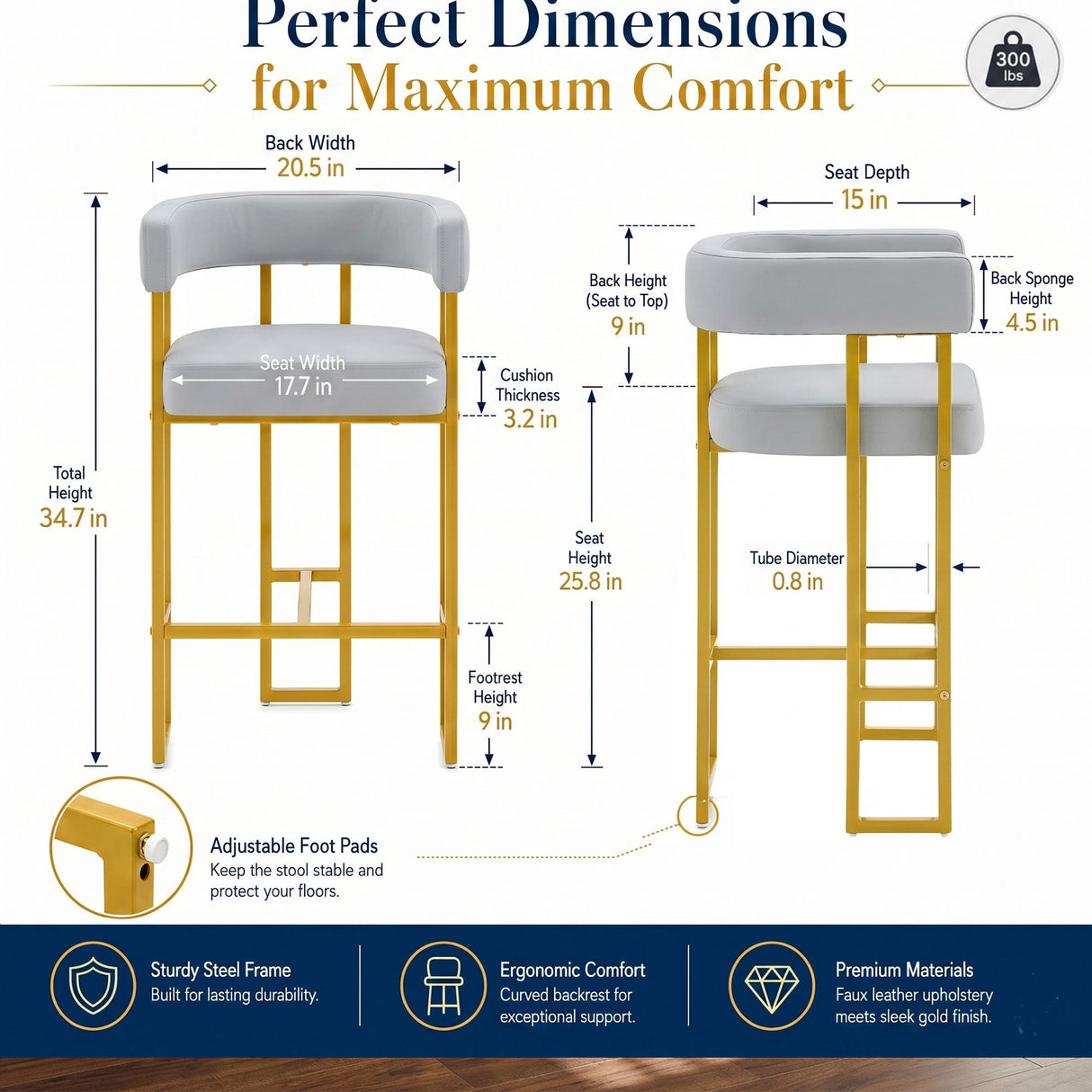Modern Counter Height Bar Stools With U - Shaped