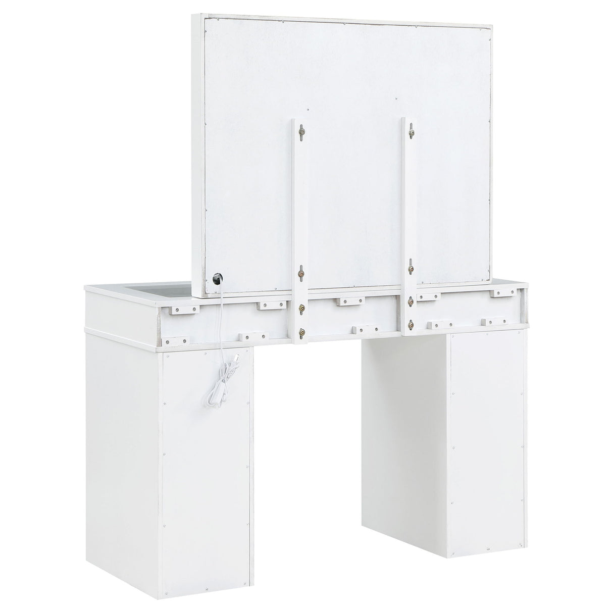 Winona - Makeup Vanity Set With Bulb Lit Mirror And Upholstered Stool - White