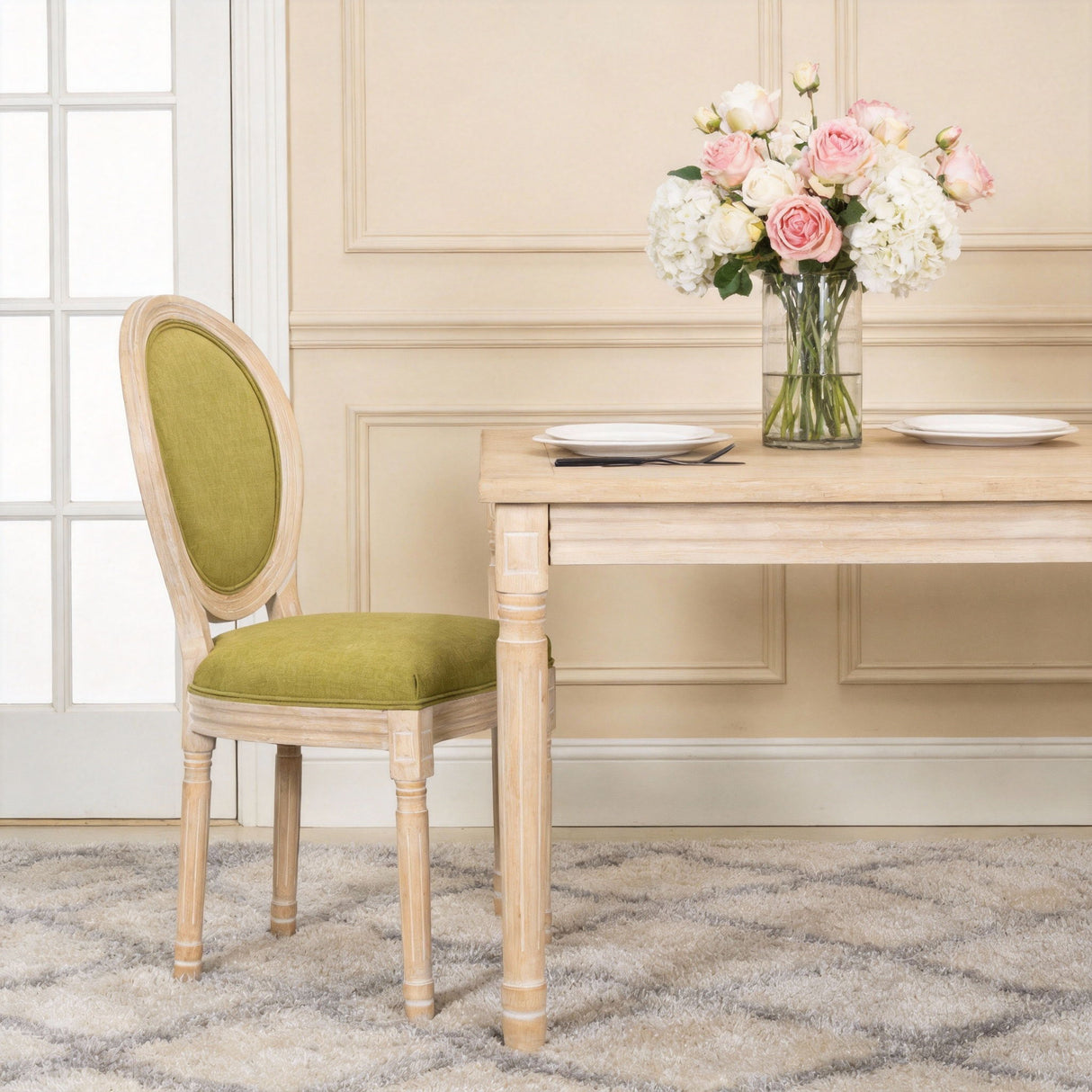 Upholstered With Round Back Dining Chairs (Set of 2)