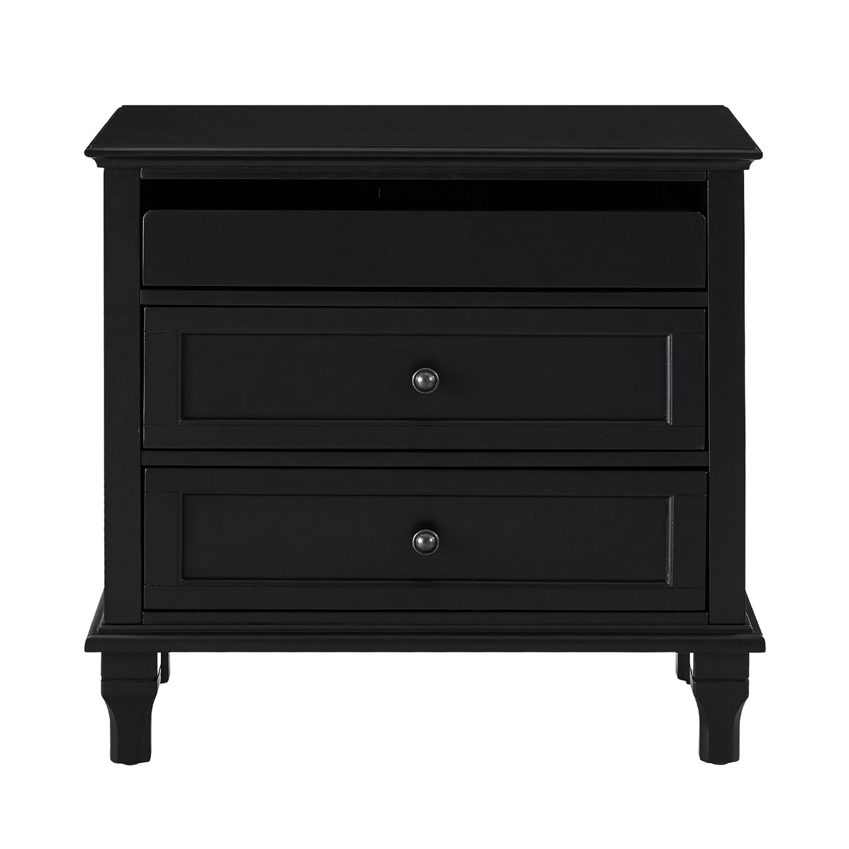 Nightstand With Charging Station, 3 Drawer Storage Table