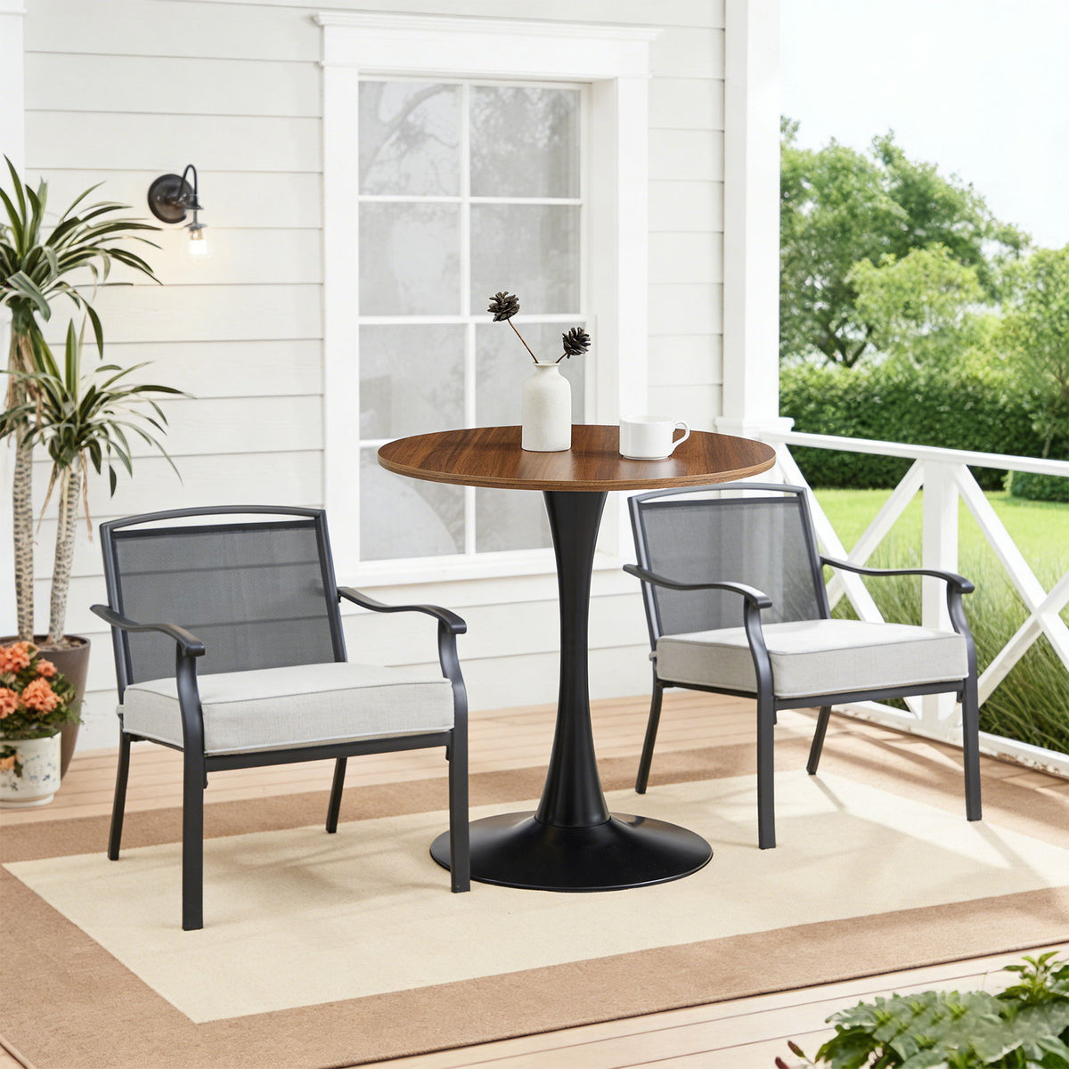 Round Dining Table With Tulip Style Base - Natural Wood