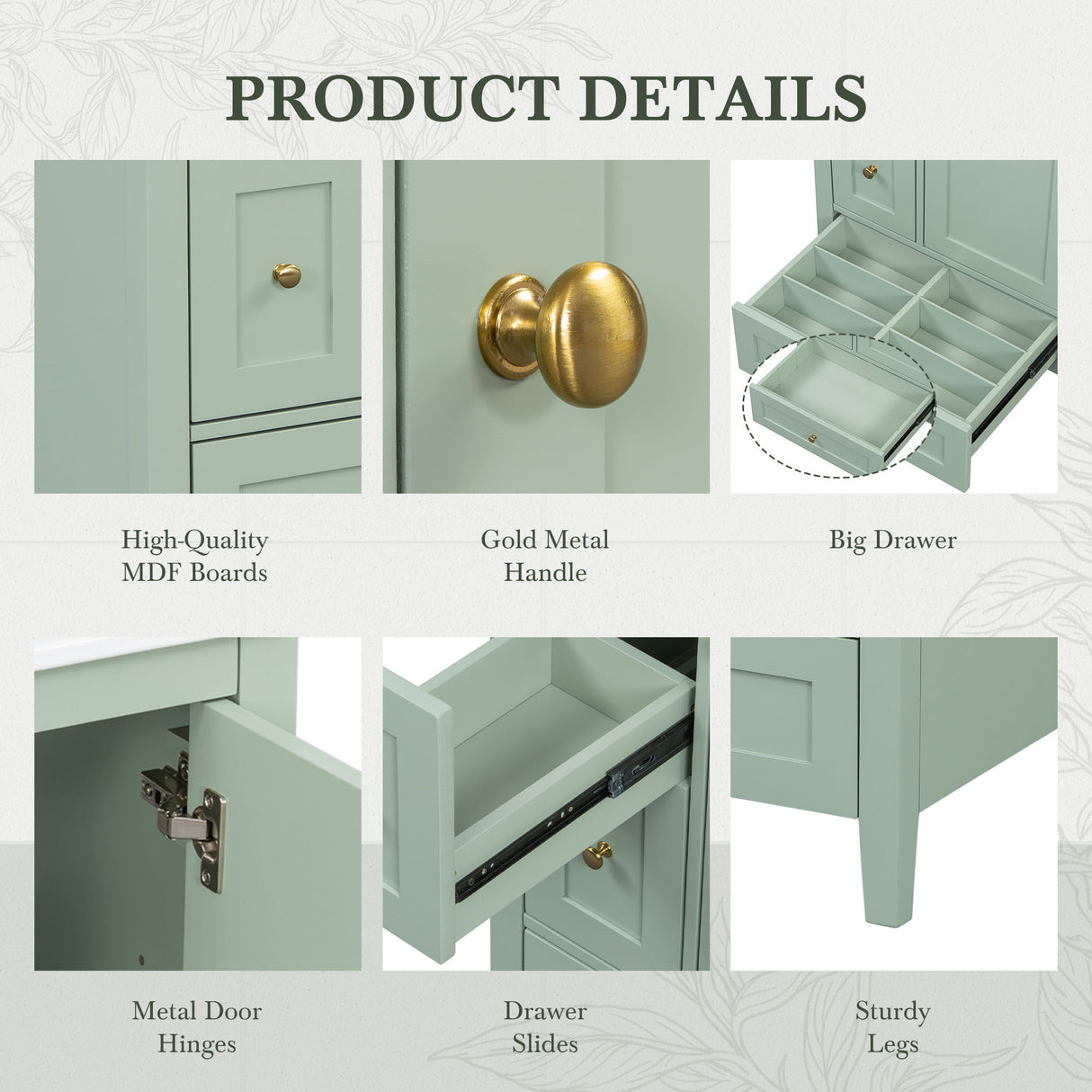 Modern Bathroom Vanity With Storage, Adjustable Shelf