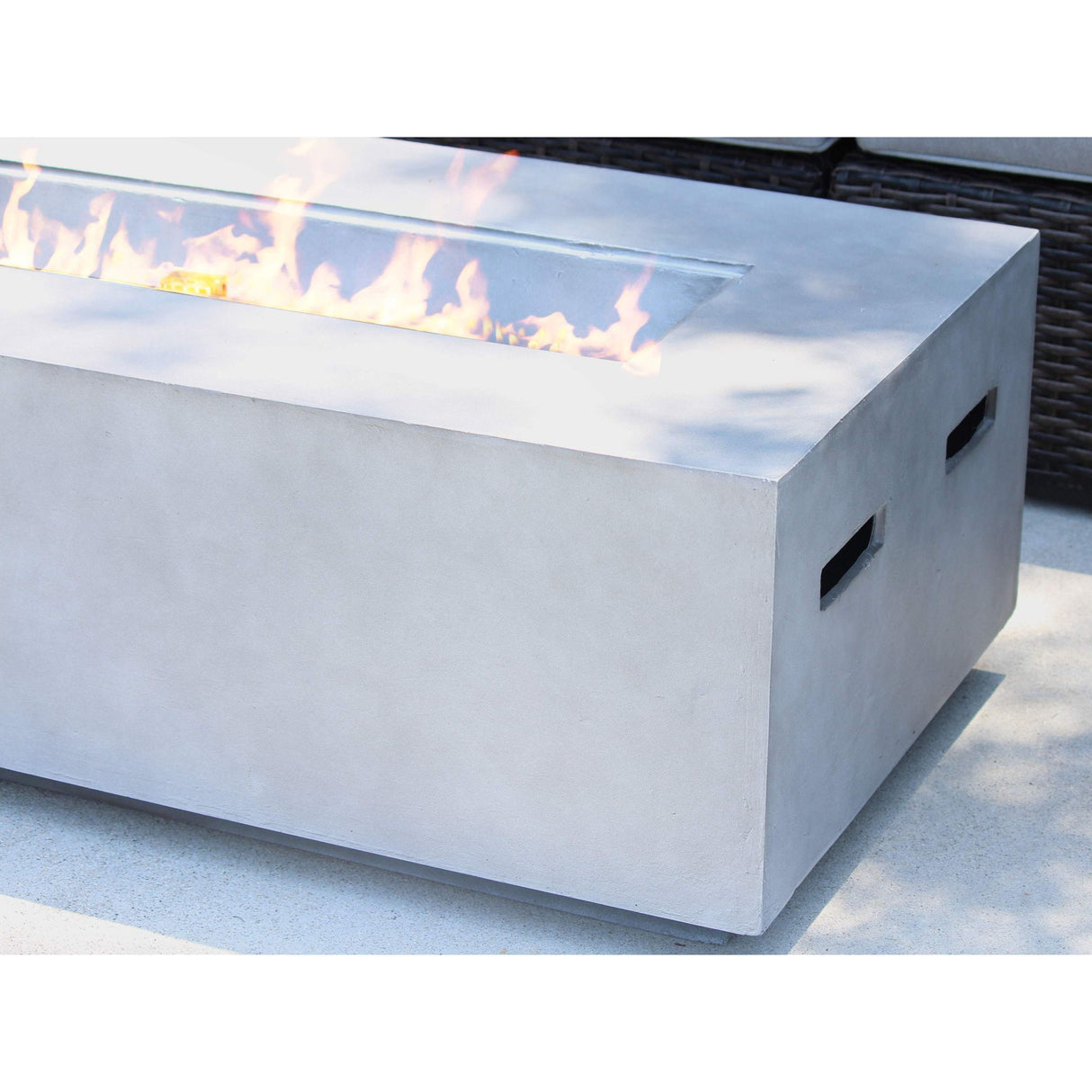 Propane Outdoor Fire Pit Table Garden Heater Cement 56x15in Cream White