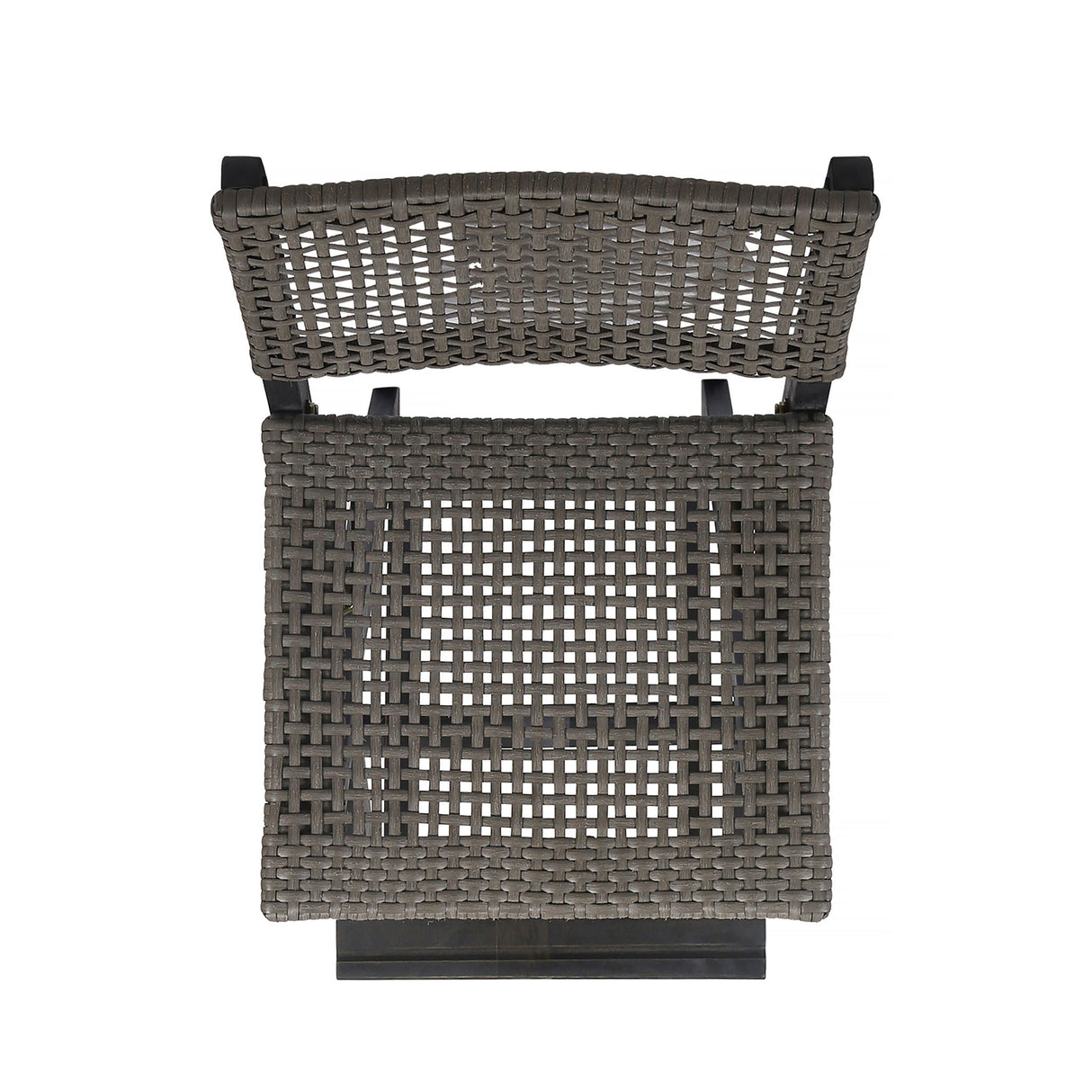 Outdoor Folding Acacia Wood Barstools With Rattan Backrest And Seat, (Set of 2) - Dark Gray