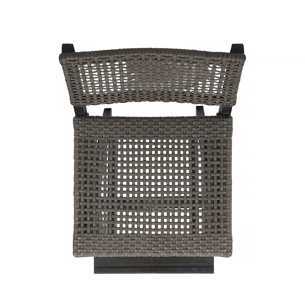 Outdoor Folding Acacia Wood Barstools With Rattan Backrest And Seat, (Set of 2) - Dark Gray