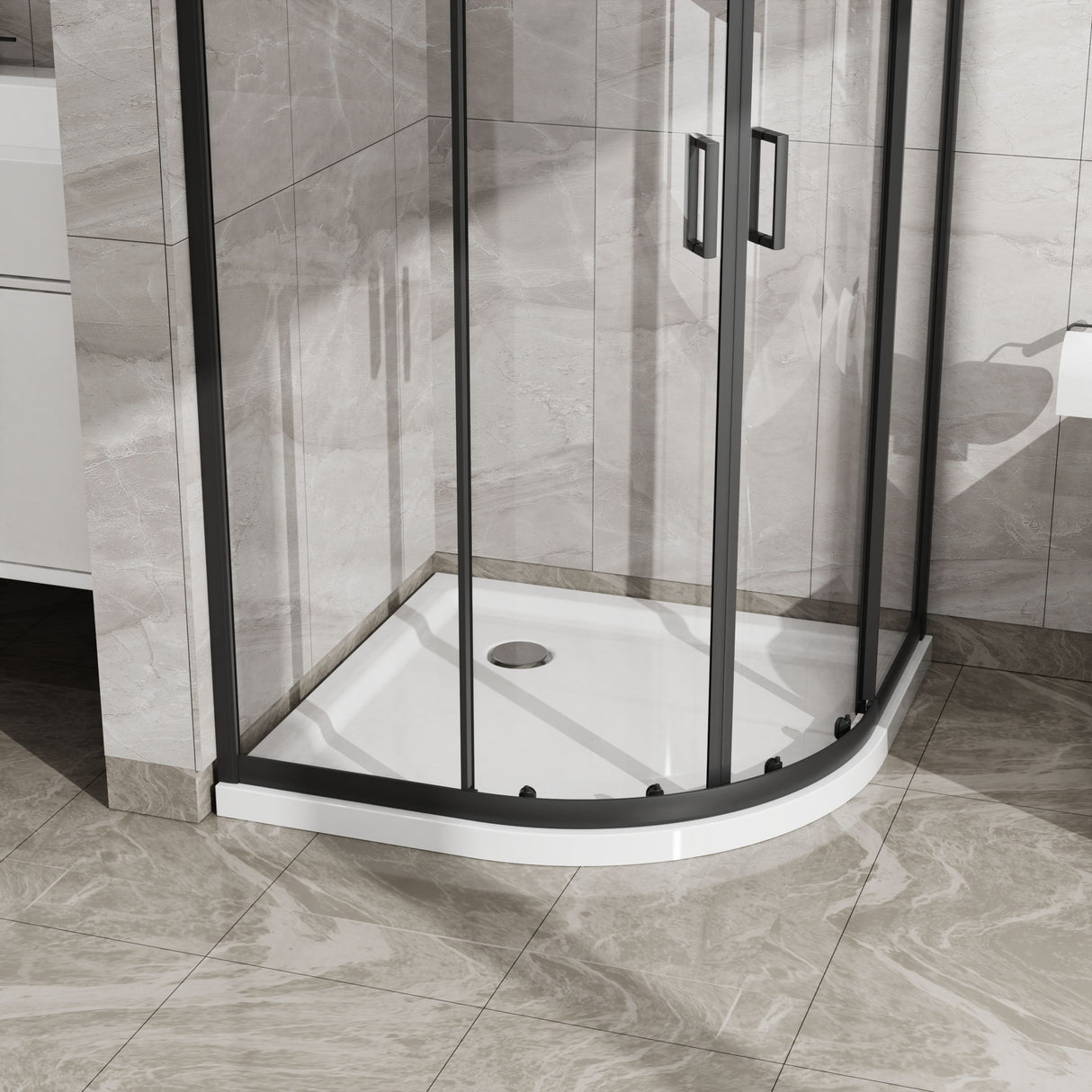 Corner Shower Door With Double Sliding - Matte Black