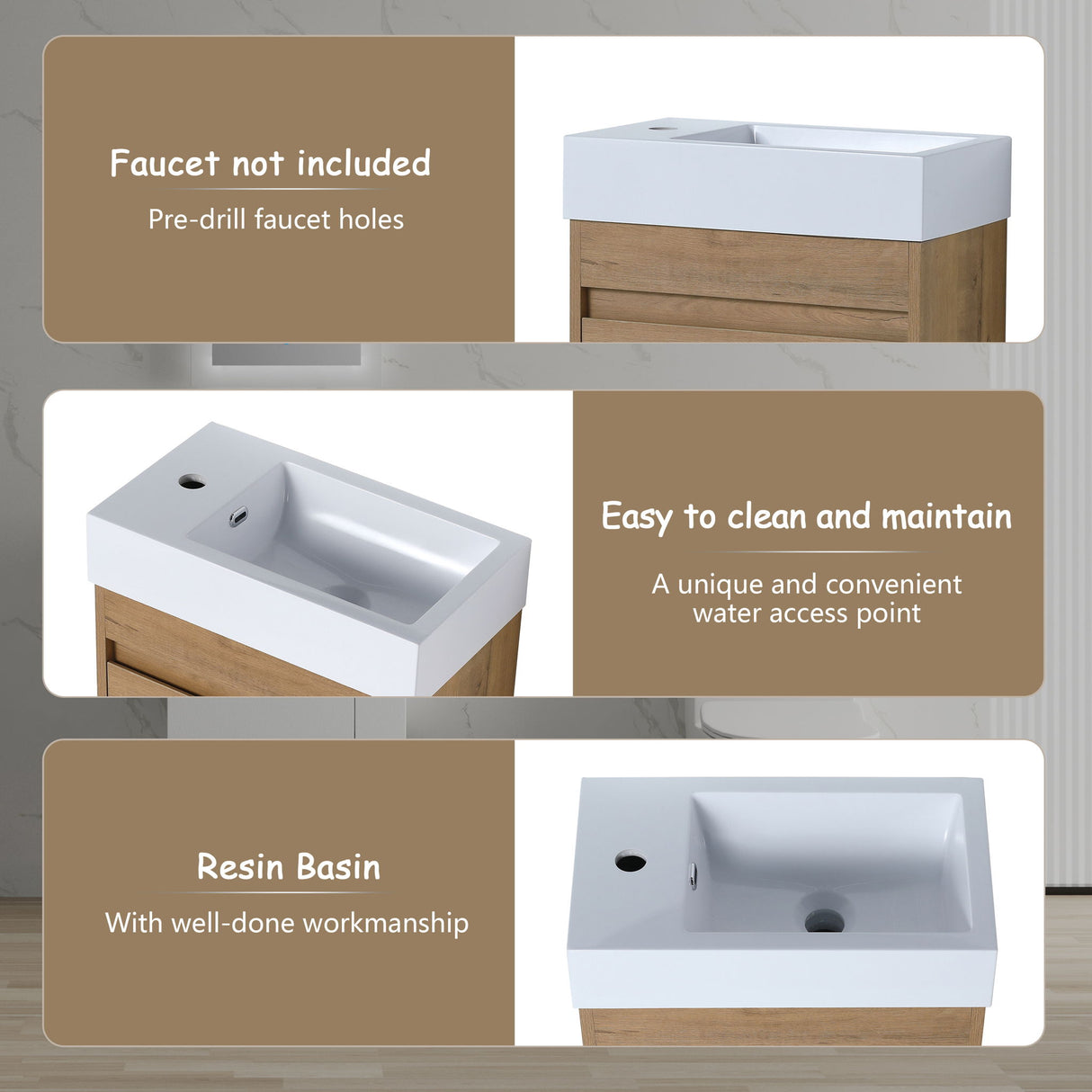 Sink Floating Bathroom Vanity With Soft Close Cabinet Door