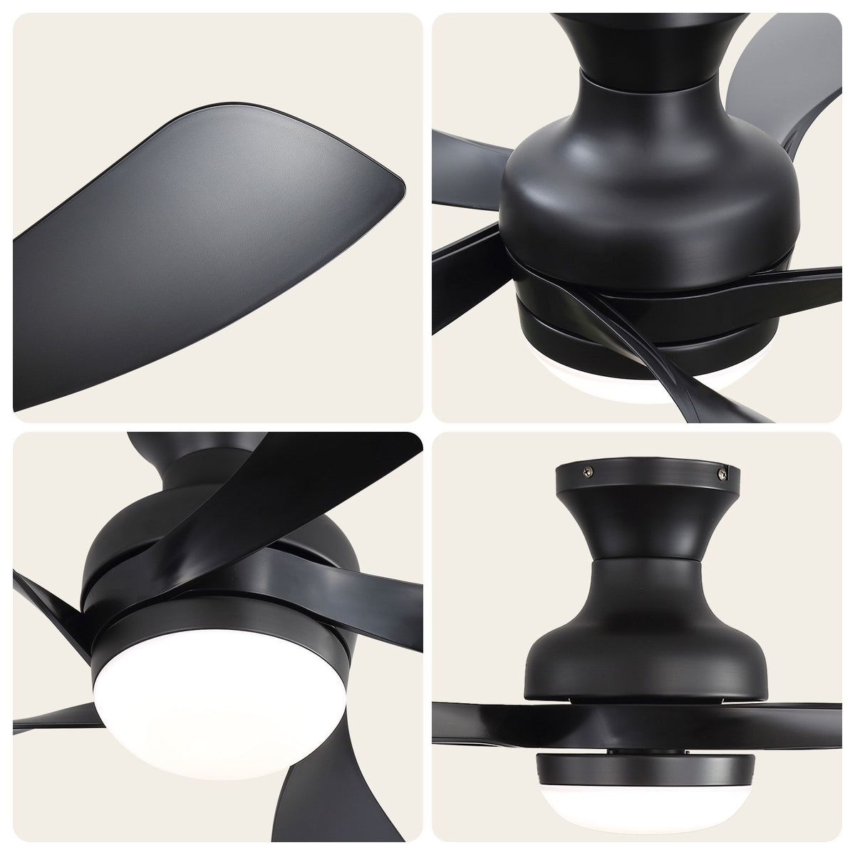 52" Ceiling Fan With 3 Color Dimmable LED Light, DC Reversible Motor, 6 Speed Settings